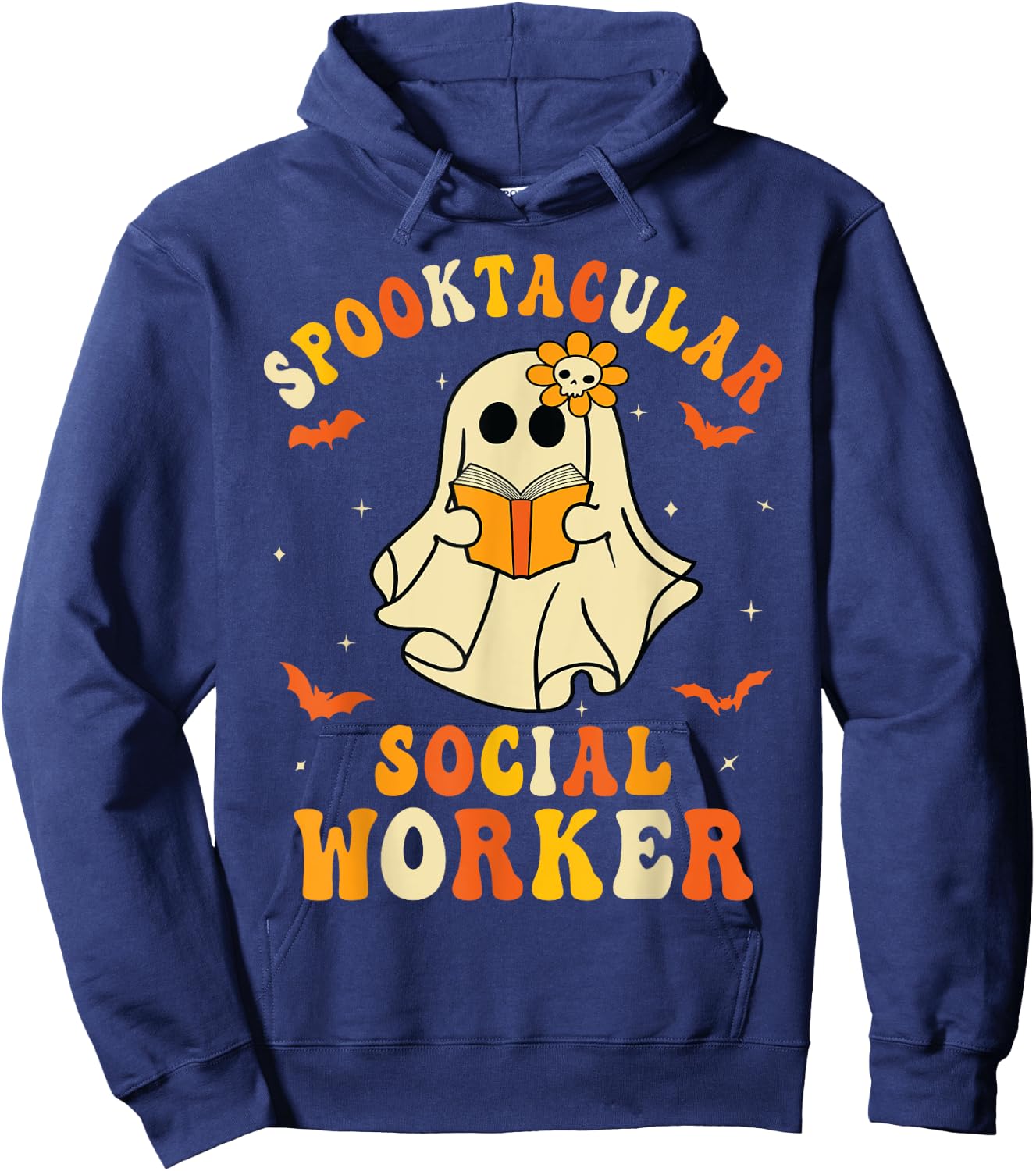 Spooktacular School Social Worker Halloween Ghost Spooky Hoodie - Hoodie | Navy