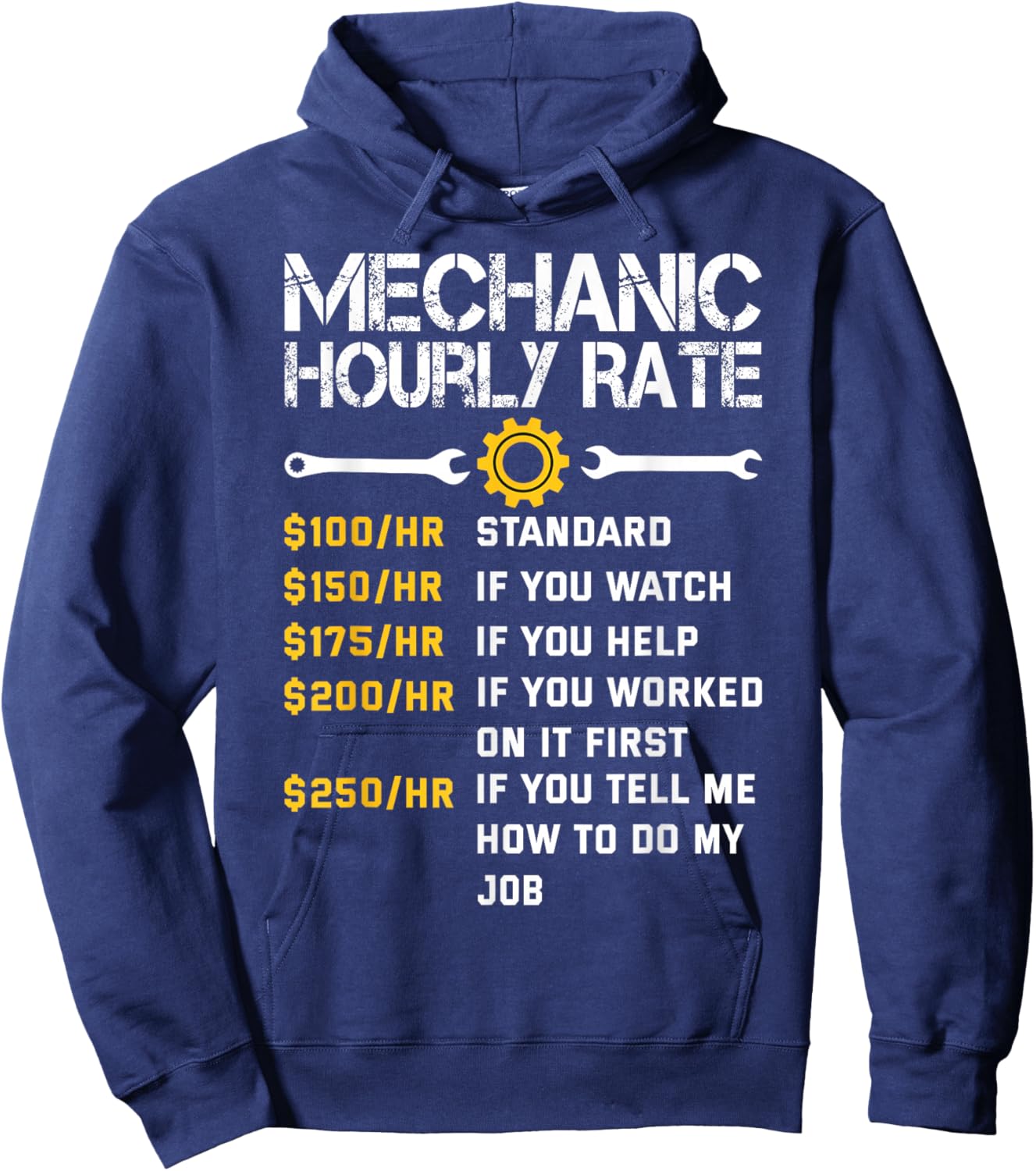 Mechanic Hourly Rate Funny Mechanics Labor Rates Men Hoodie - Hoodie | Navy