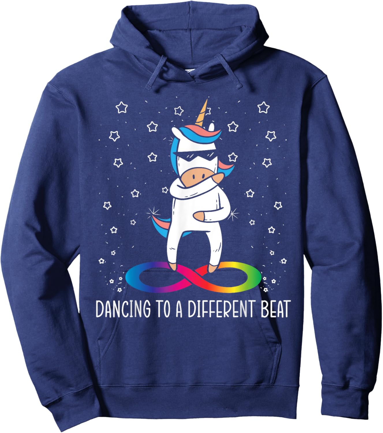 Dancing To A Different Beat Neurodiversity Unicorn Rainbow Hoodie - Hoodie | Navy