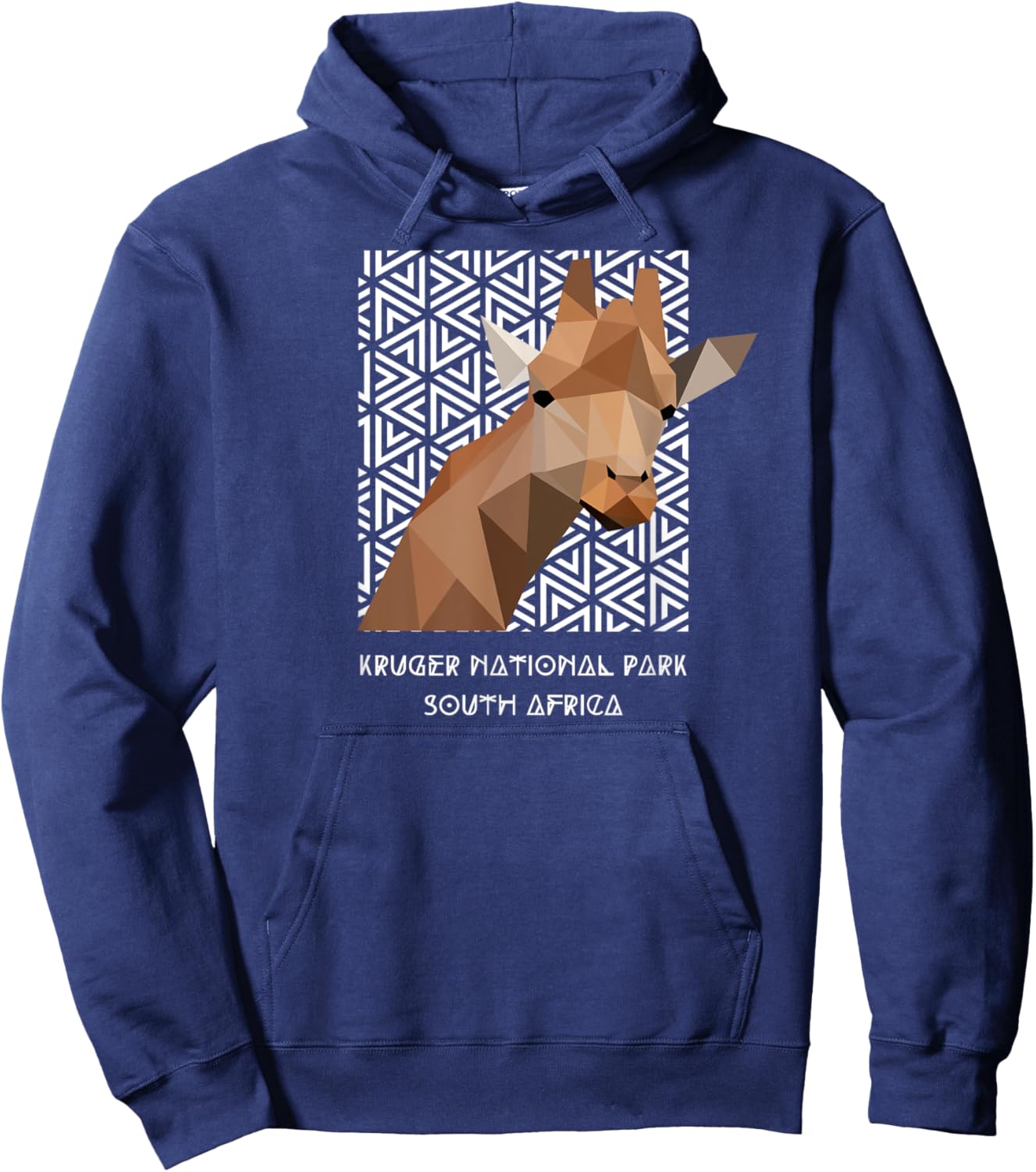 Kruger National Park South Africa Safari Geometric Giraffe Hoodie - Hoodie | Navy