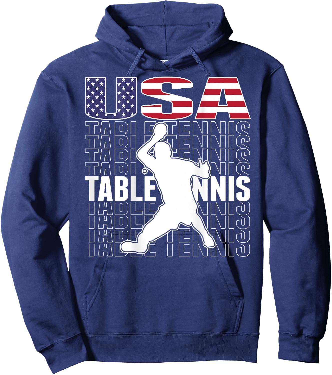 America Table Tennis Fans Jersey American Flag Ping Pong Hoodie - Hoodie | Navy