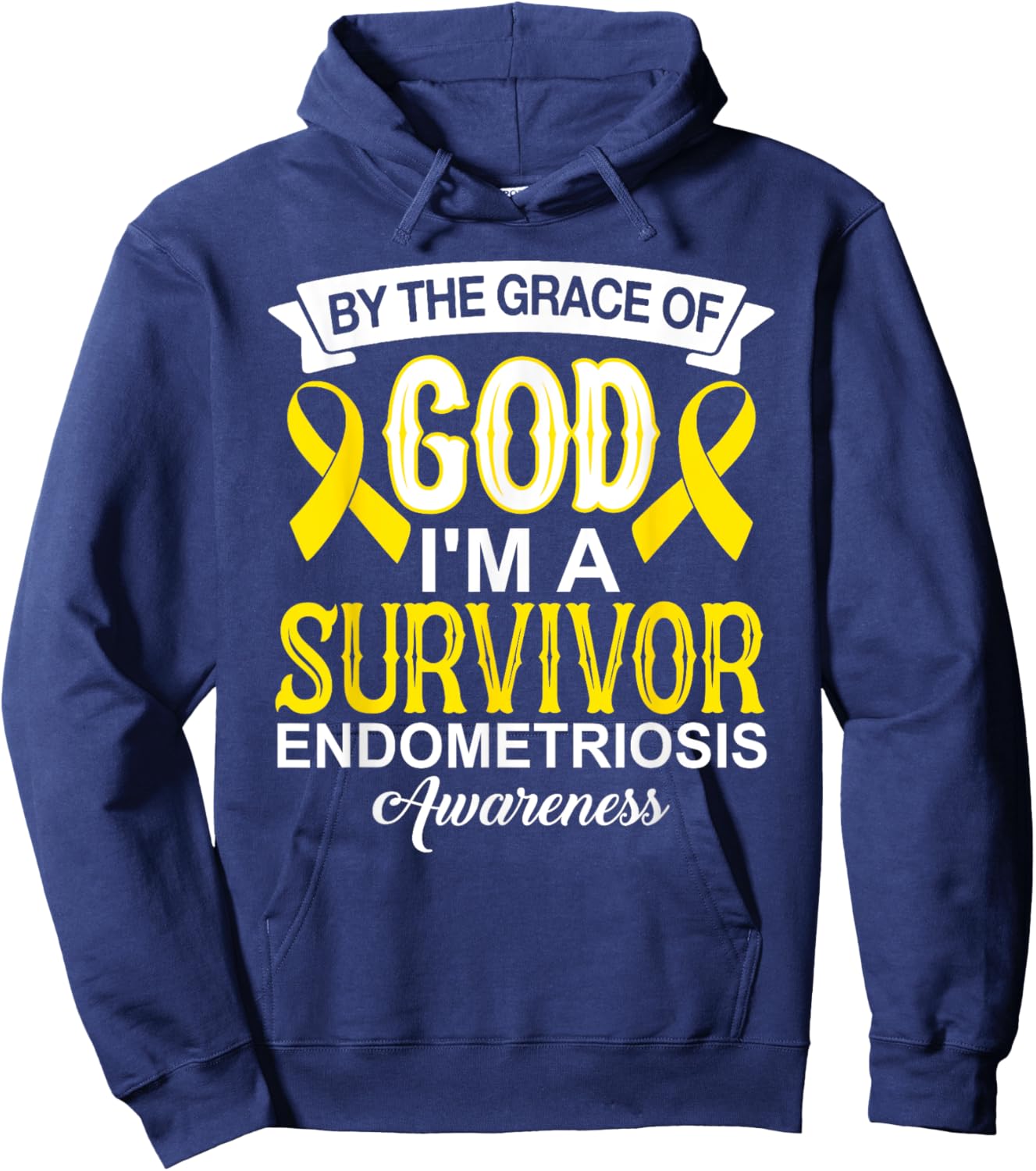 I’m A Survivor Endometriosis Awareness yellow Ribbon Christ Hoodie - Hoodie | Navy
