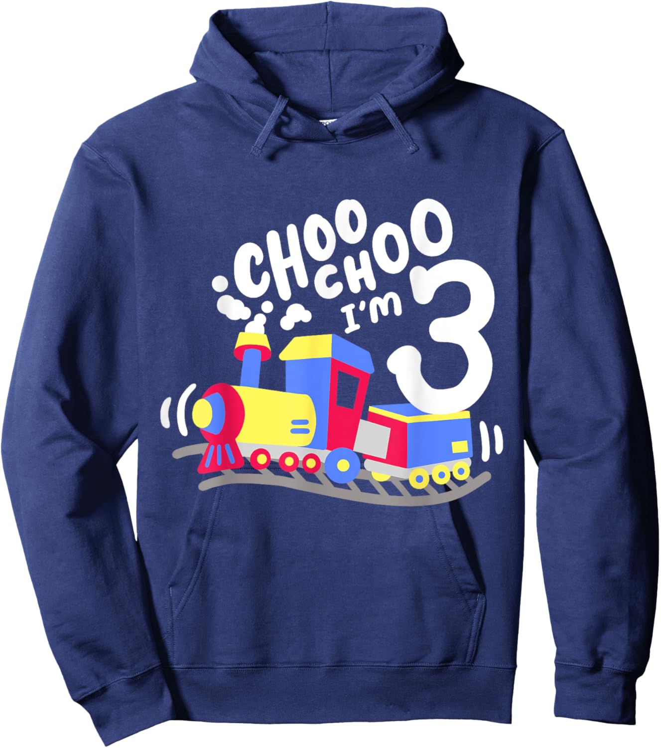 3rd Train Birthday Party Choo Choo Im 3 Three Years Old Boys Hoodie - Hoodie | Navy