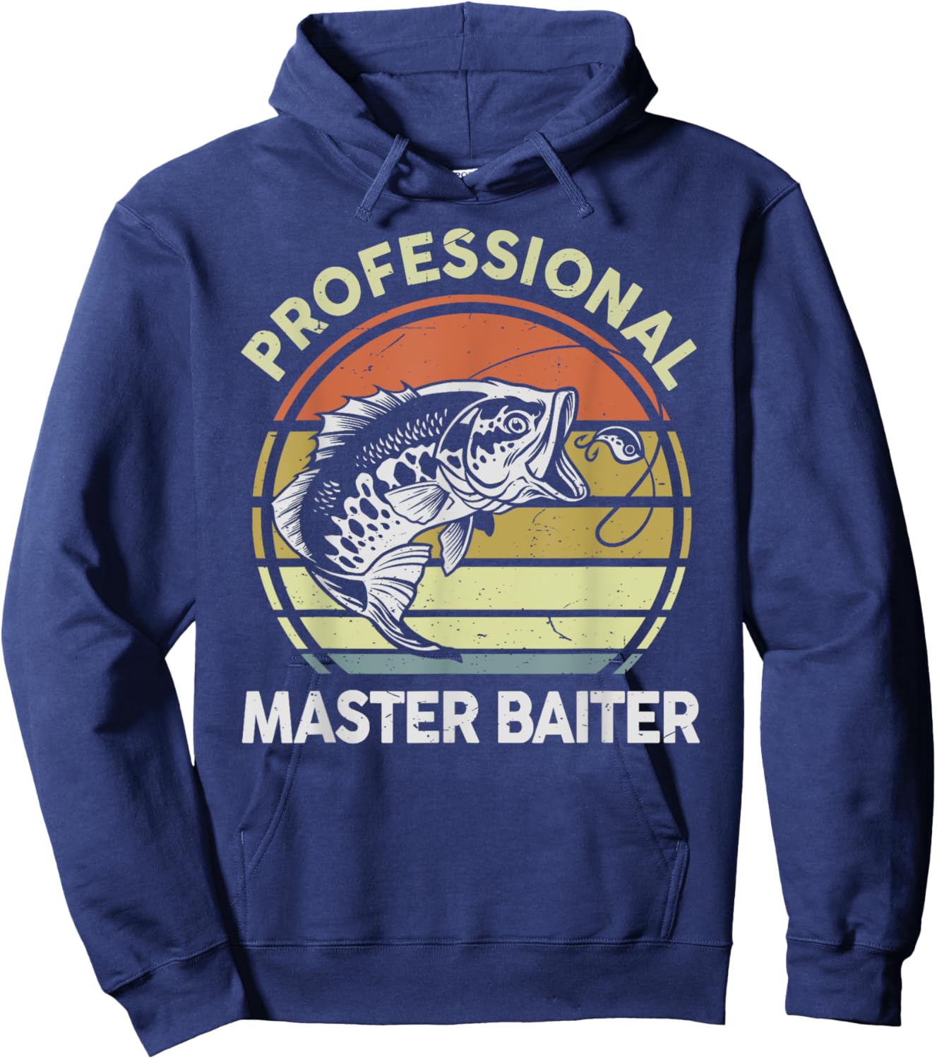 Fishing-Shirt Professional Master-Baiter Funny Dad Vintage Hoodie - Hoodie | Navy