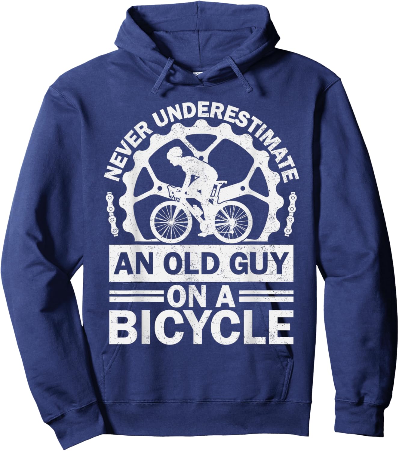 Never Underestimate An Old Guy On A Bicycle Funny Cycling Hoodie - Hoodie | Navy