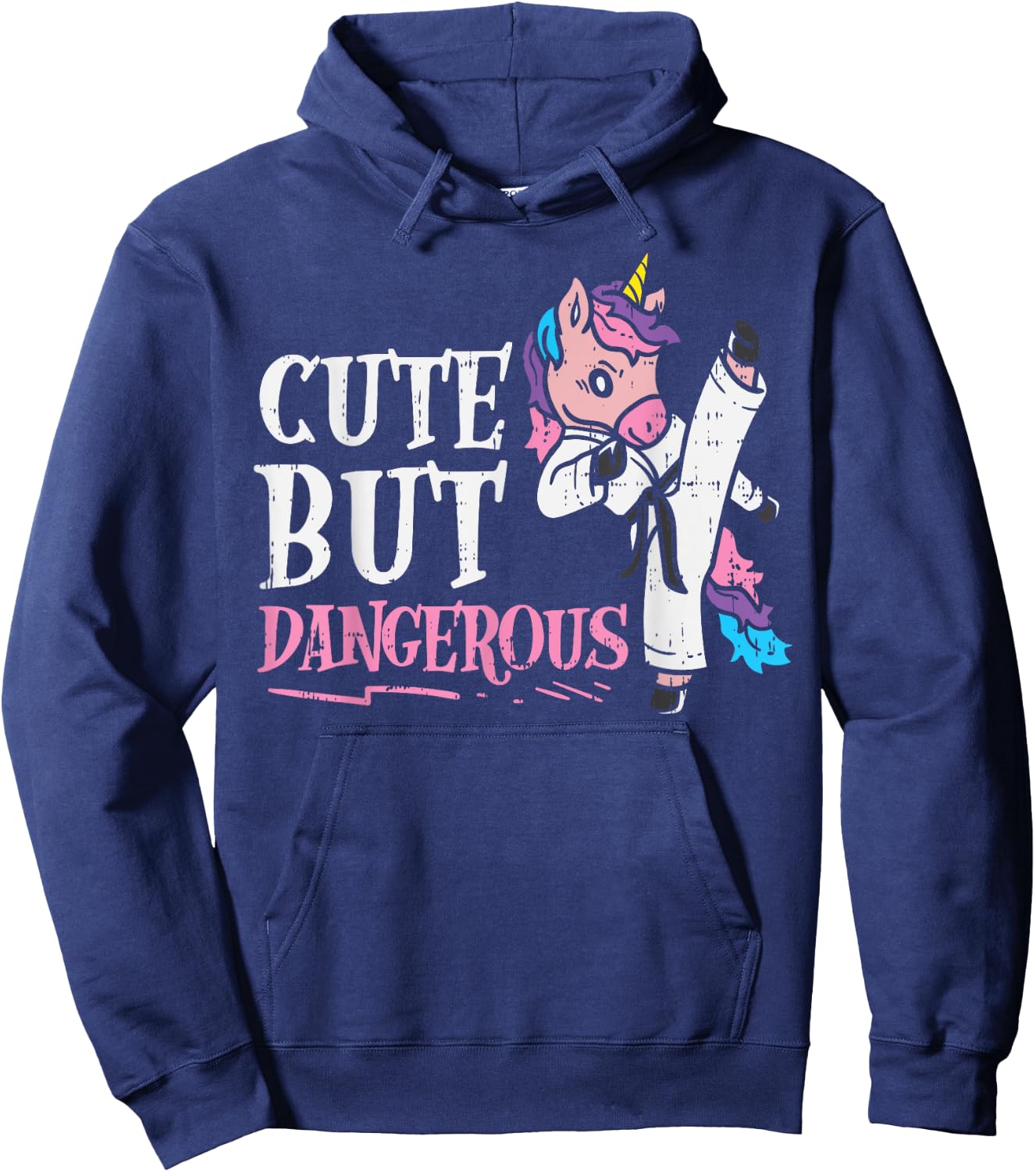 Unicorn Cute But Dangerous Karate Taekwondo Girls Gift Hoodie - Hoodie | Navy