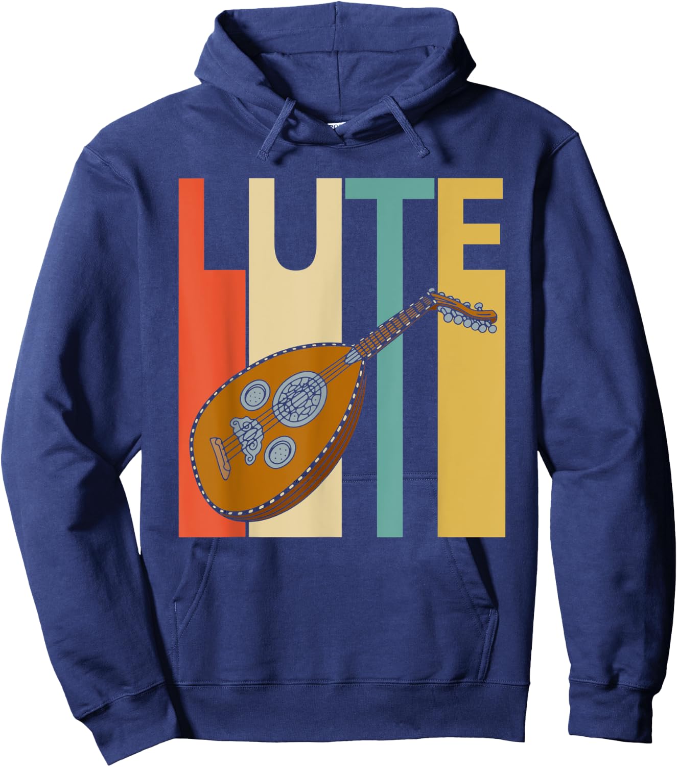 Vintage Lute Player Musician Gift Hoodie - Hoodie | Navy