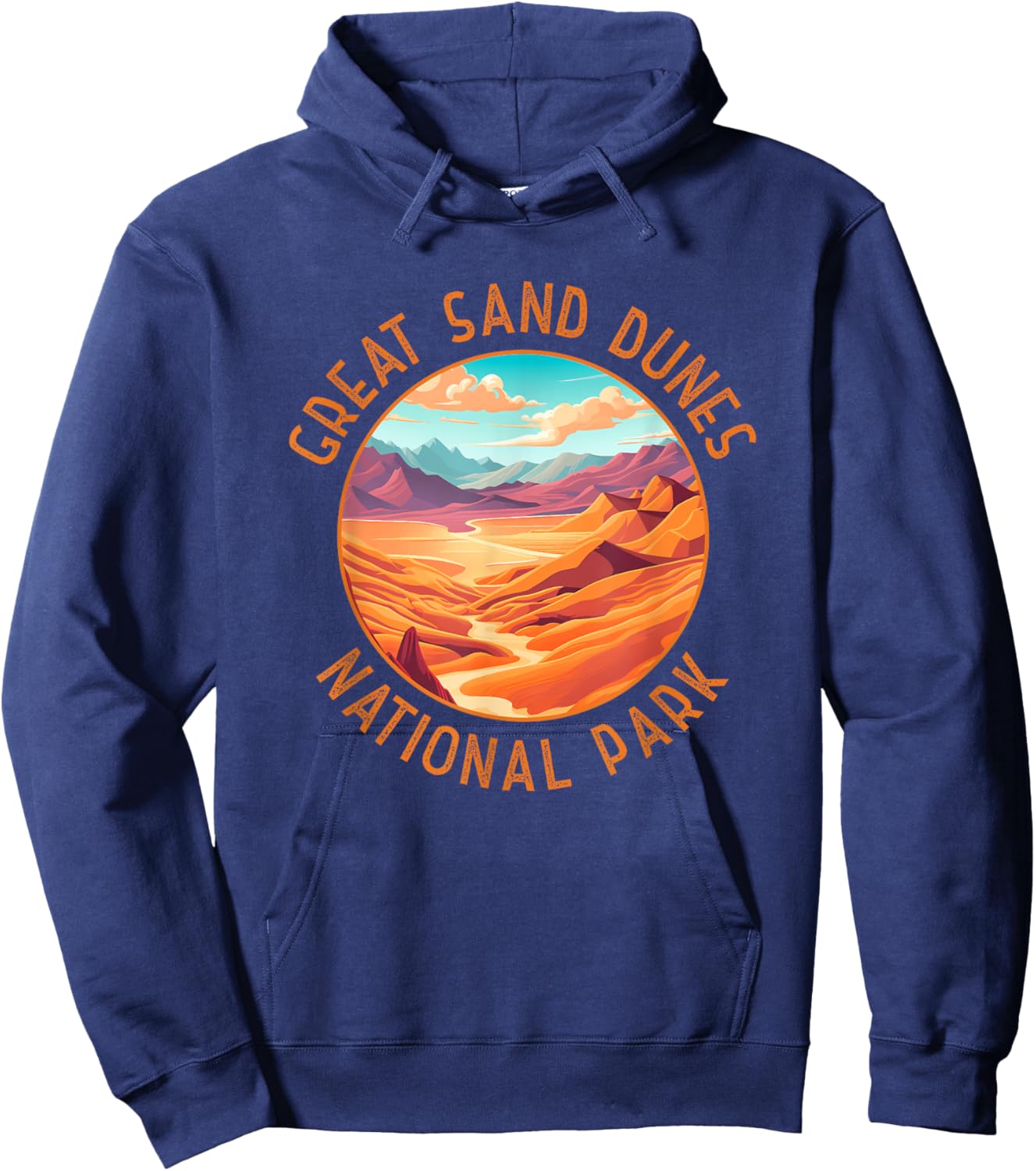 Great Sand Dunes National Park Art Distressed Circle Hoodie - Hoodie | Navy