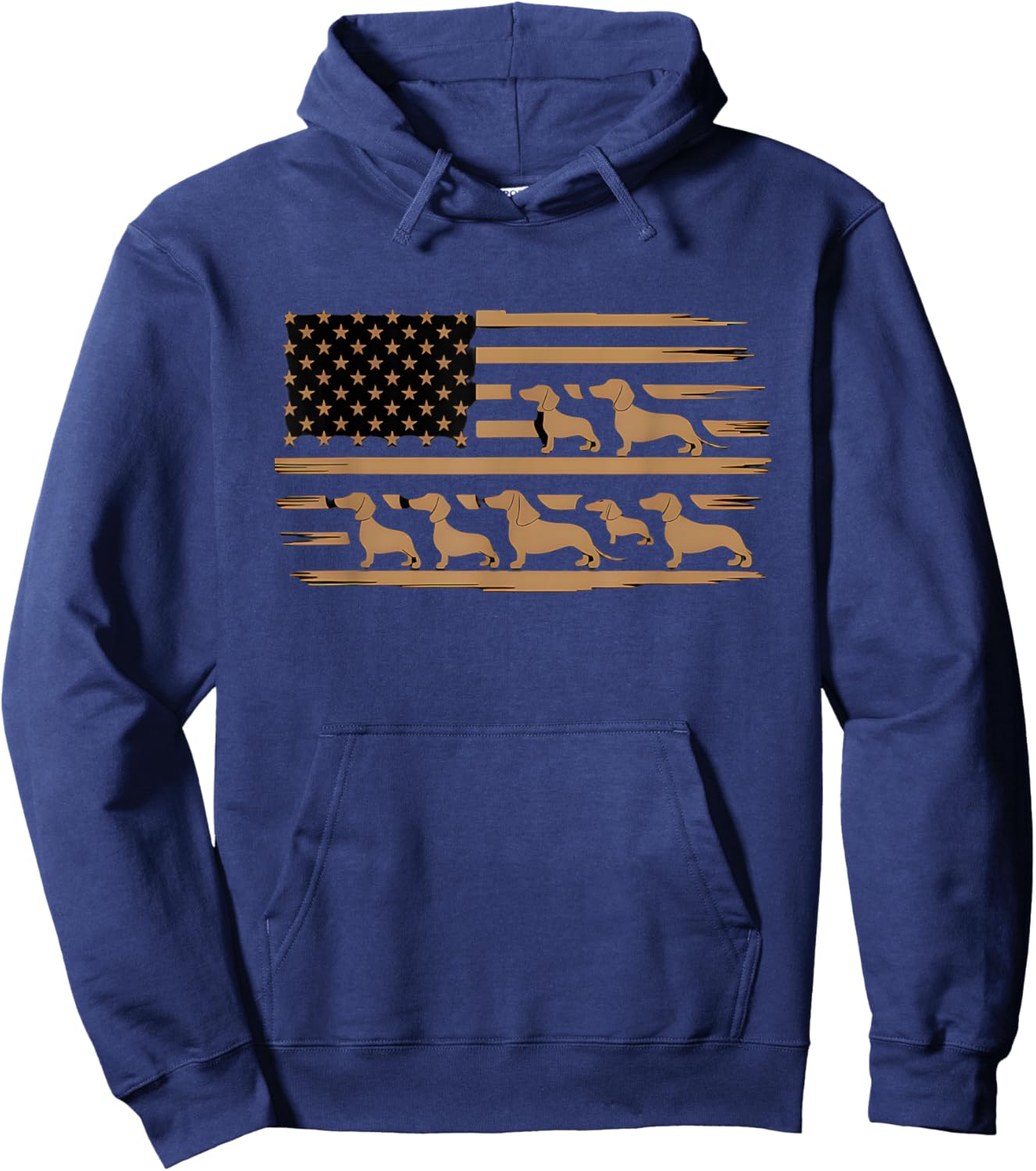 American USA Flag Patriotic Dachshund Dog Dad Fathers Day Women Kids Hoodie - Hoodie | Navy