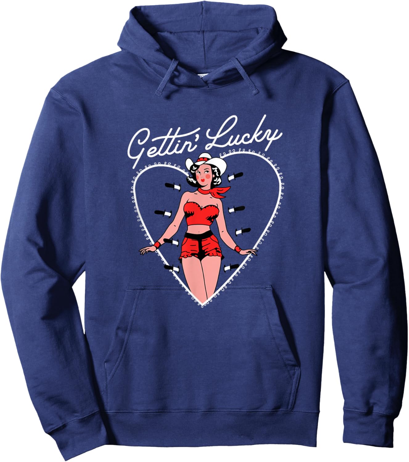 Funny Valentine Gettin' Lucky Hoodie - Hoodie | Navy
