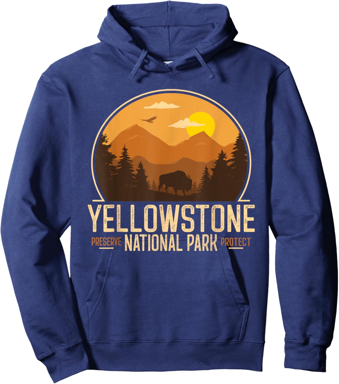 Yellowstone National Park Adventure Retro Vintage Hiking Hoodie - Hoodie | Navy