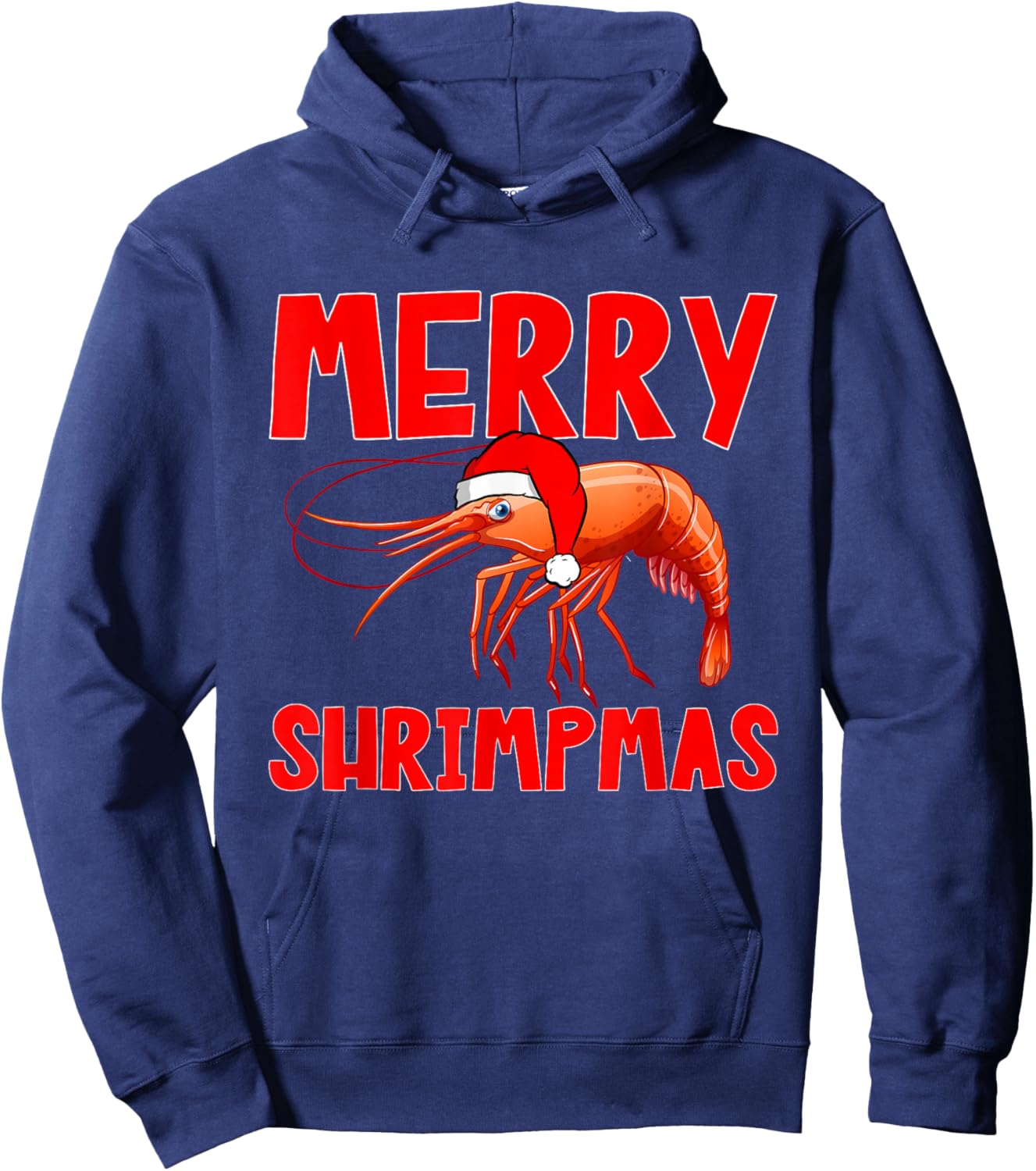 Shrimp Seafood Shellfish - Merry Shrimpmas Christmas Hoodie - Hoodie | Navy
