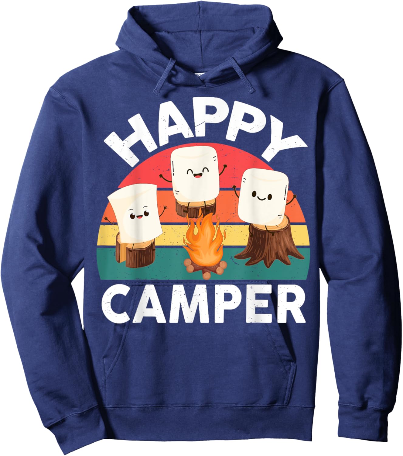 Happy Marshmallow Camper-Shirt Kids Toddler Boy Cute Camping Hoodie - Hoodie | Navy