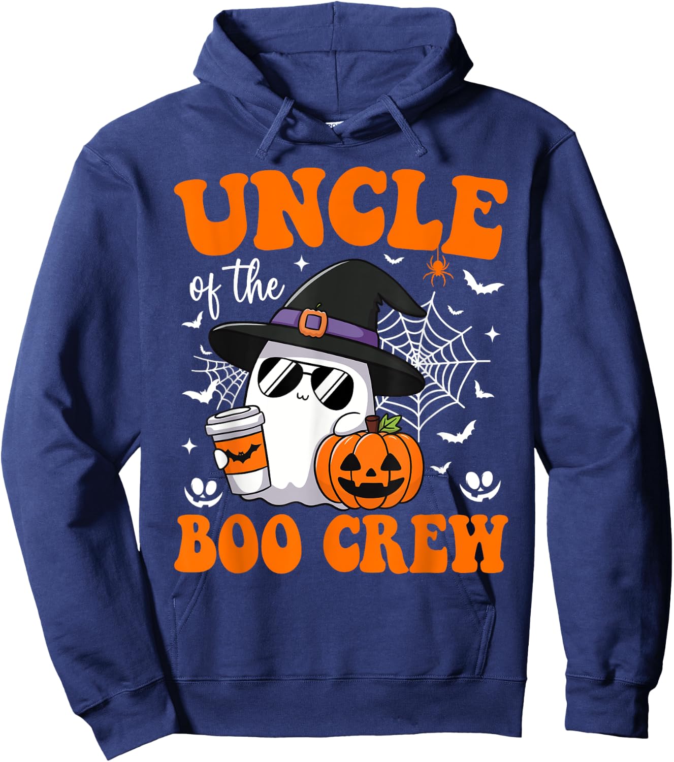 Uncle Boo Crew Groovy Ghost Matching Family Halloween Hoodie - Hoodie | Navy