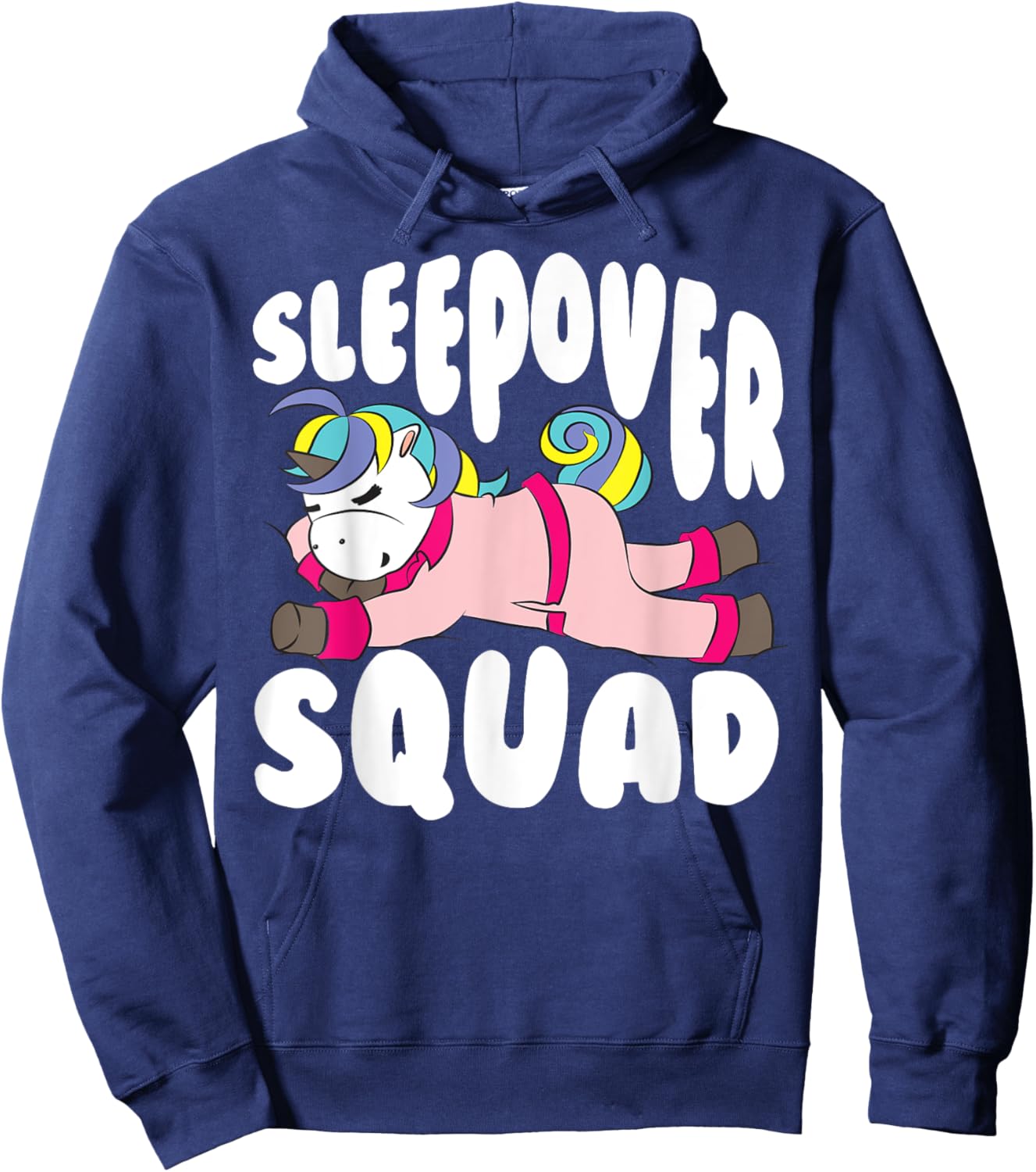 Sleepover Squad Gift | Funny Sleeping Unicorn Slumber Party Hoodie - Hoodie | Navy