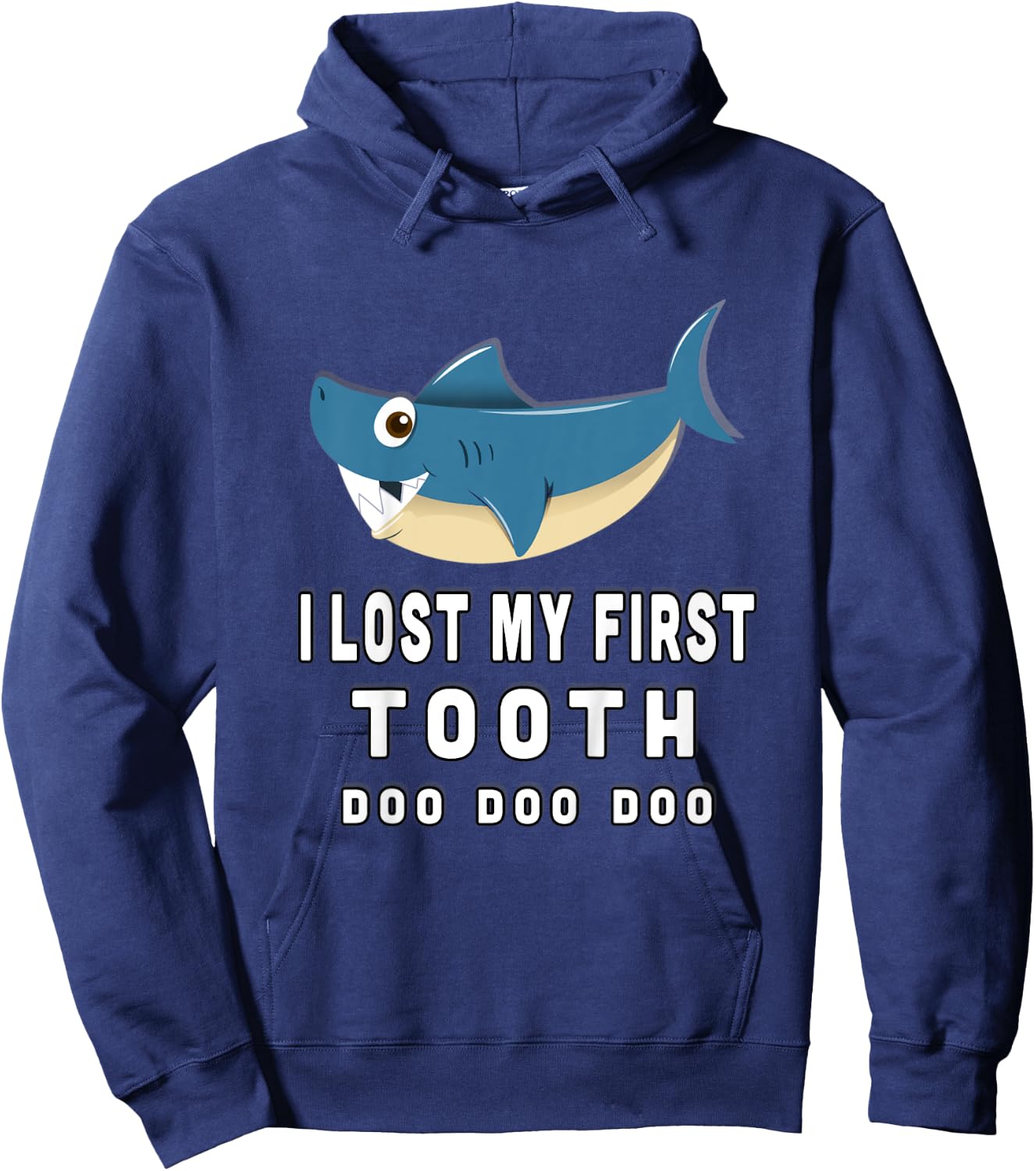 Kids Cute I Lost My First Tooth Shark Shirt Hoodie - Hoodie | Navy
