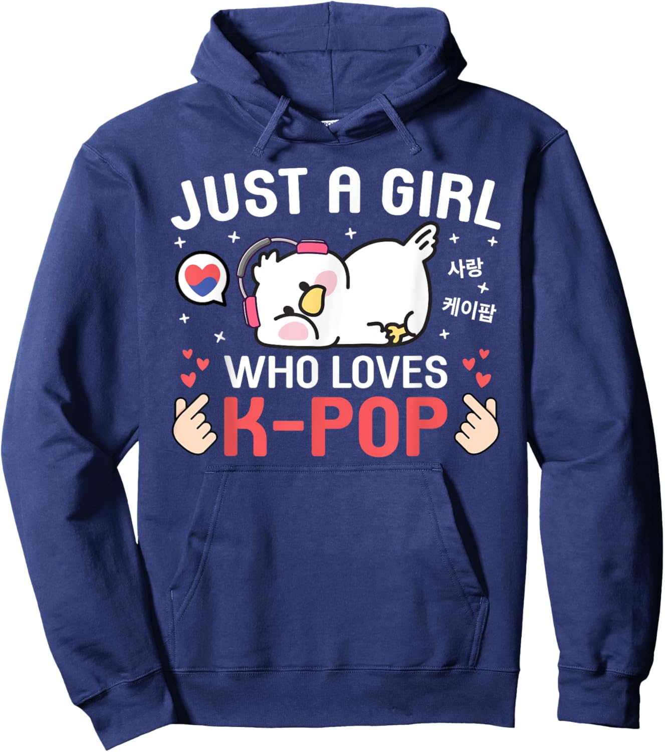 Cute Kawaii Bird Korean Music Just A Girl Who Loves K-Pop Hoodie - Hoodie | Navy