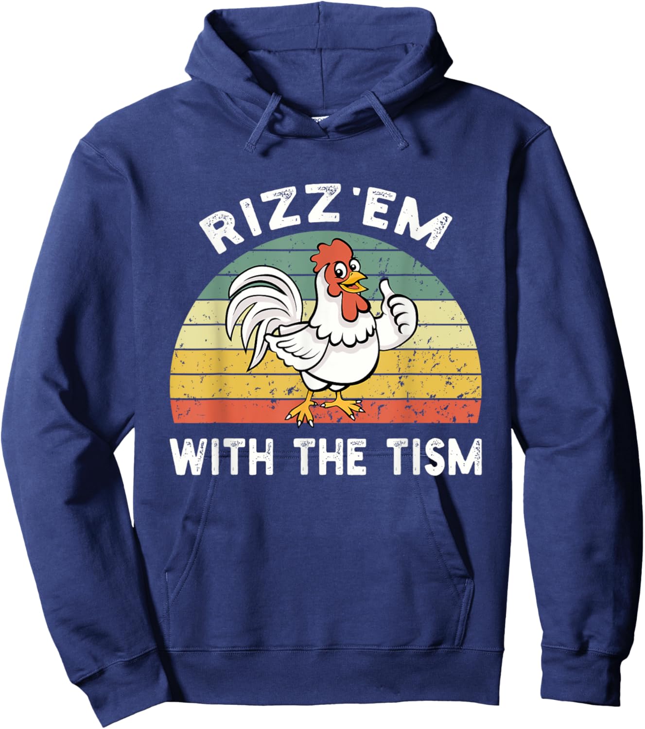 Rizz em With The Tism Meme Retro Hoodie - Hoodie | Navy