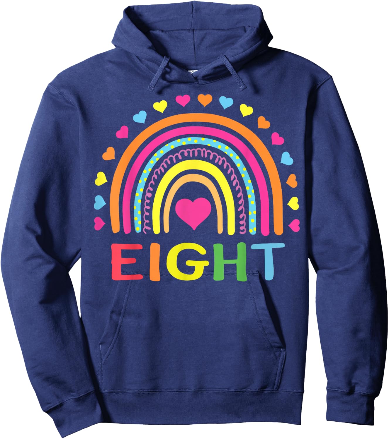 8 Years Old Rainbow 8th Birthday Gift Girls Boys Kids Hoodie - Hoodie | Navy