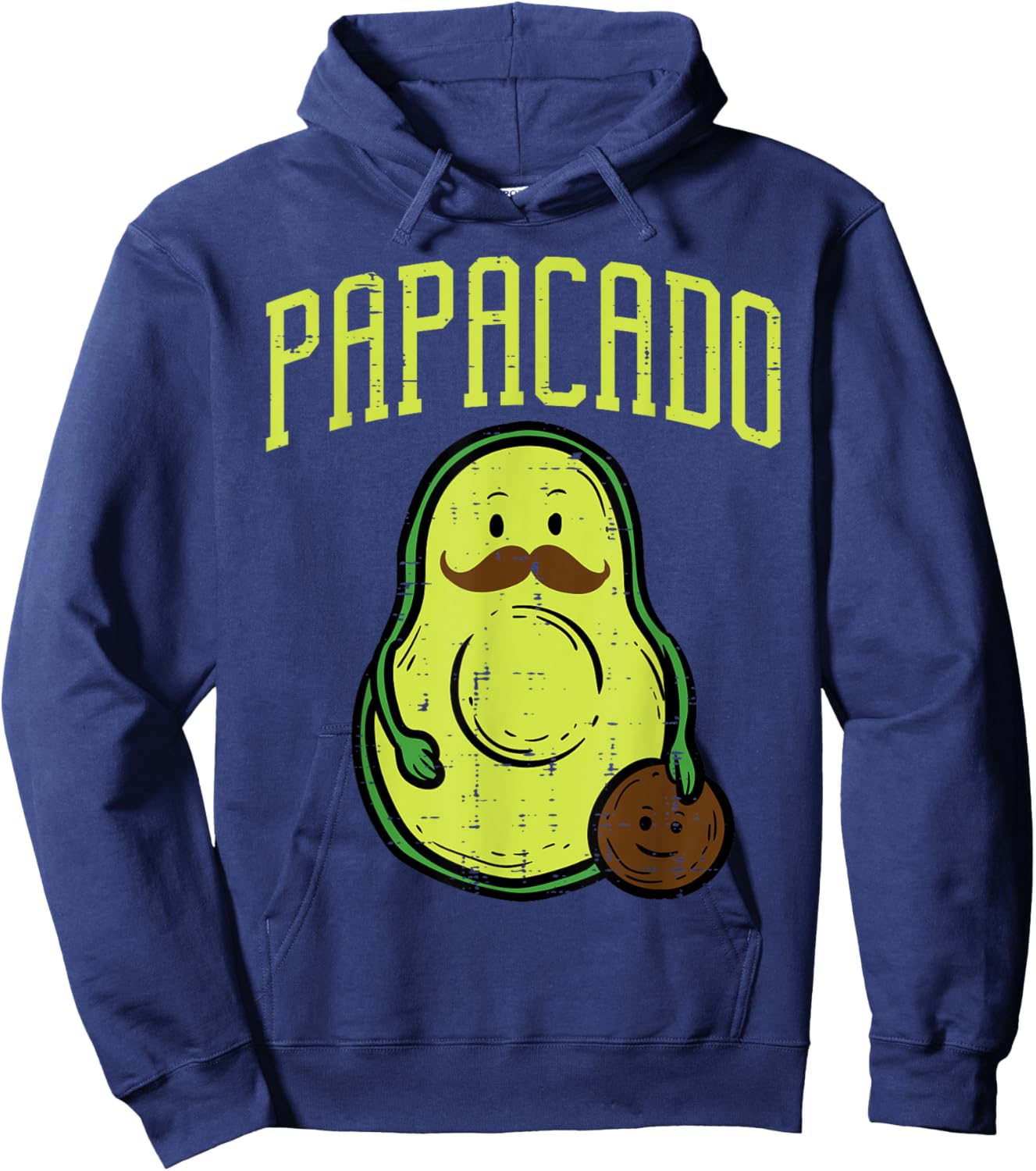 Fathers Day Papacado Papa Avocado Funny Vegan Guacamole Dad Hoodie - Hoodie | Navy