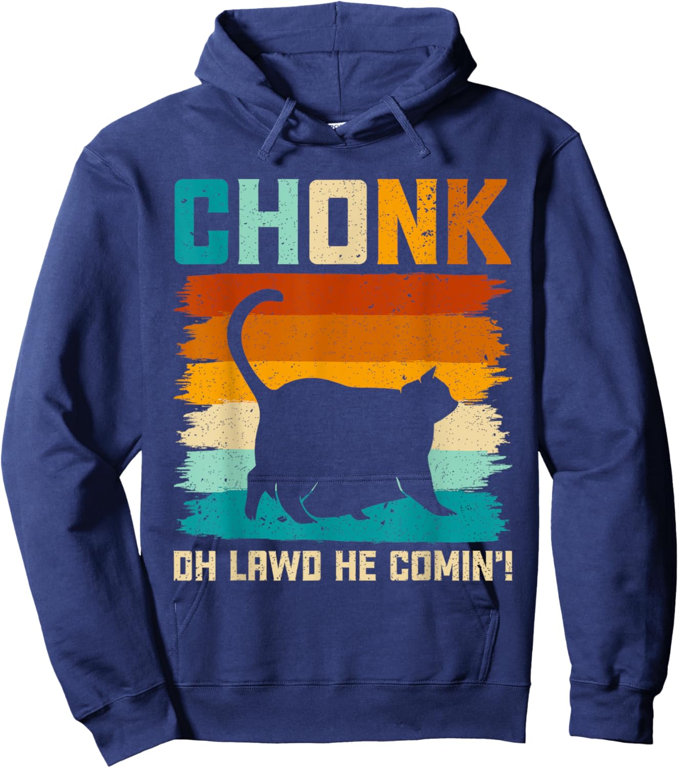 Chonk Cat Scale Meme Funny Retro Style Vintage Cats Memes Women Girls Kids Hoodie - Hoodie | Navy