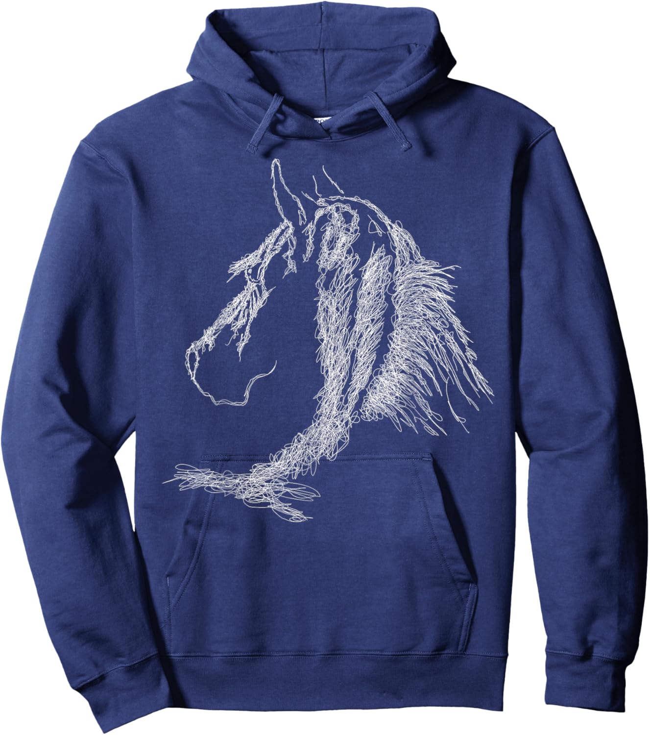 Horse Head Scribble Black Art Face for Lover Horses Taming Hoodie - Hoodie | Navy