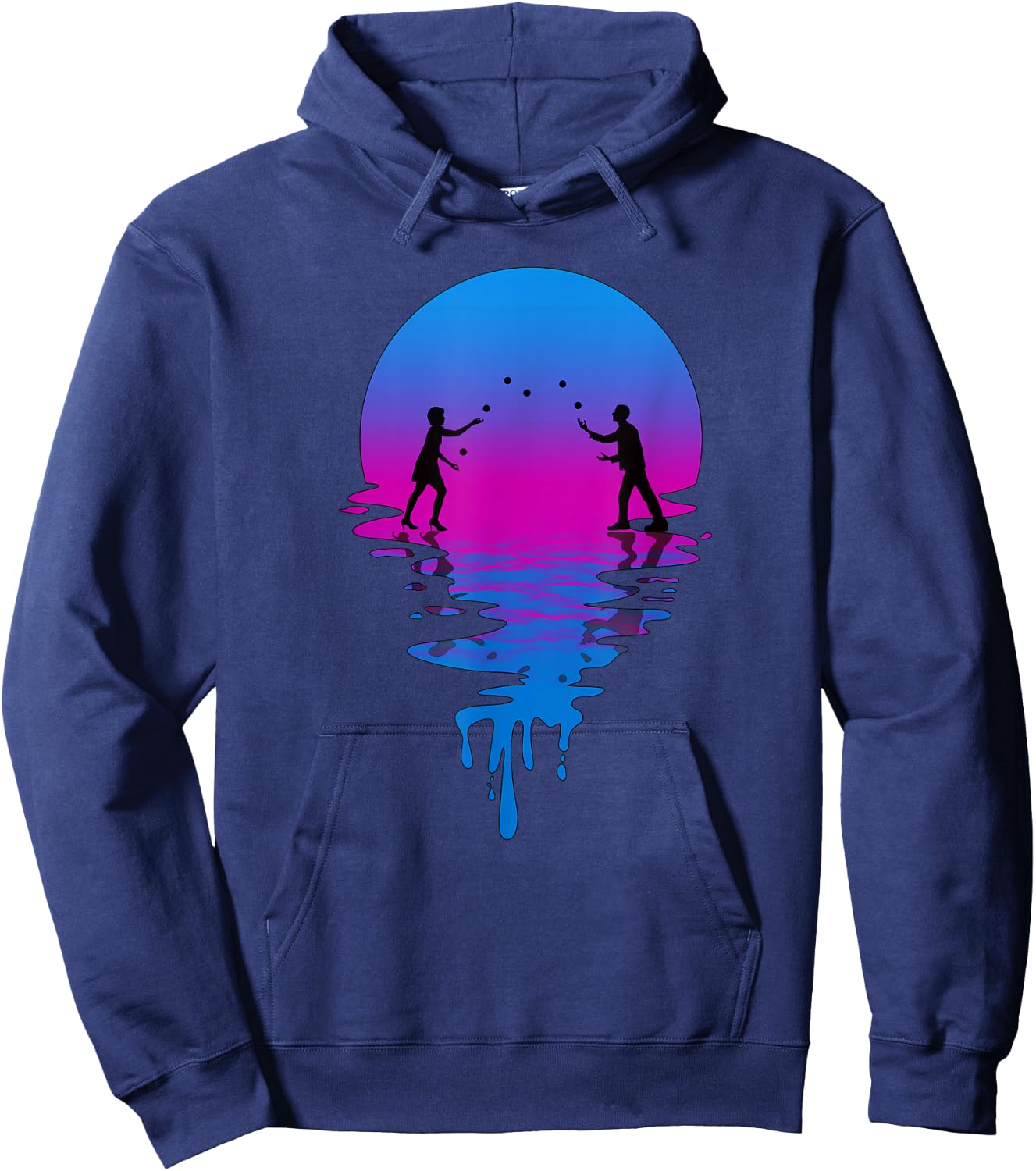 Vintage Retro Sunset Juggling Hoodie - Hoodie | Navy