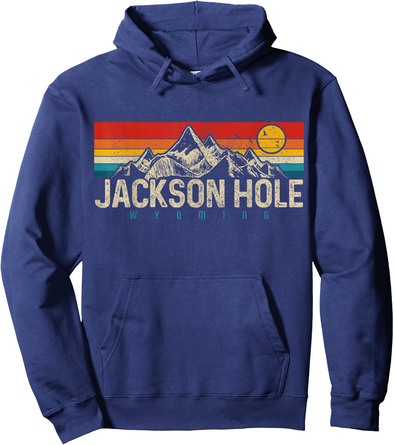 Jackson Hole Wyoming Vintage Mountains Pride Gift Hoodie - Hoodie | Navy