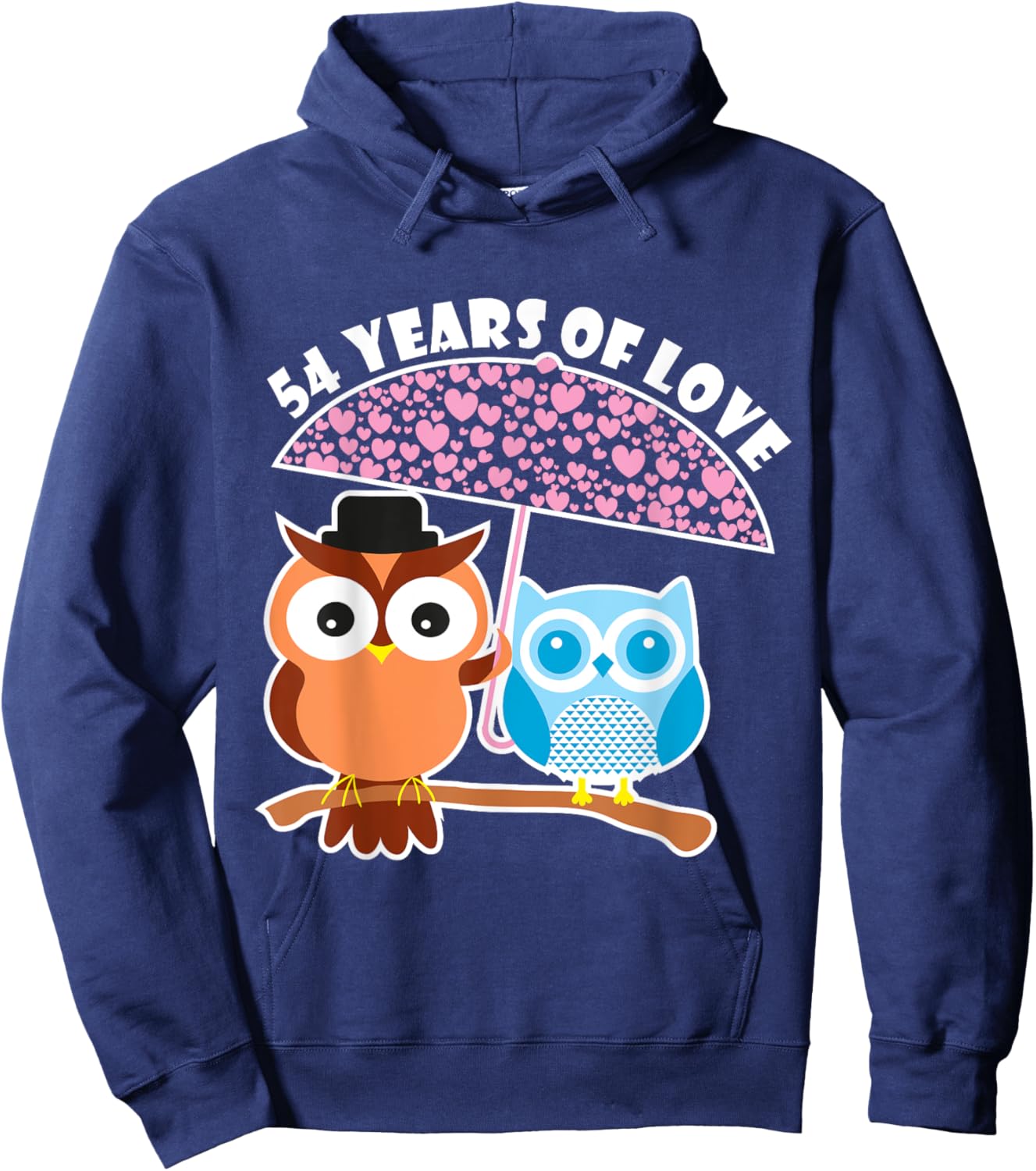 54 Years Of Love - 54th Anniversary Owl Cute Couples Hoodie - Hoodie | Navy