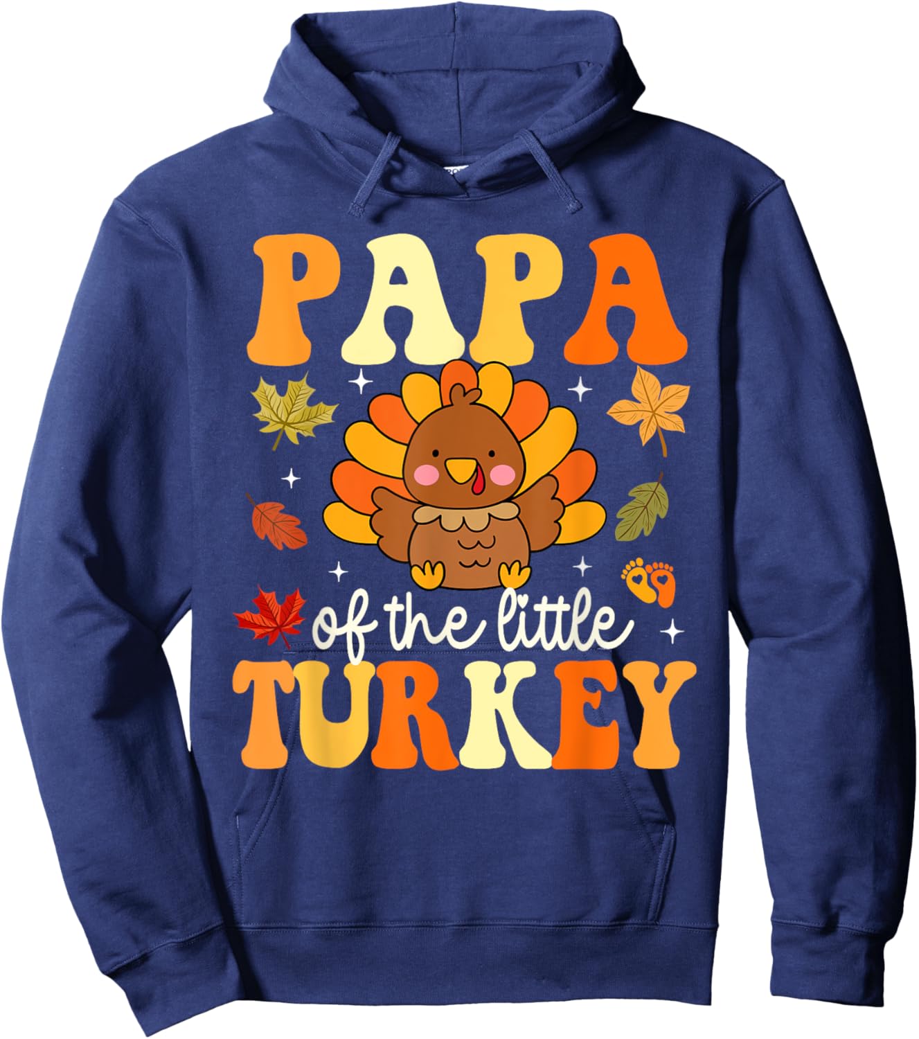Papa of the Little Turkey Thanksgiving Theme Baby Shower Hoodie - Hoodie | Navy