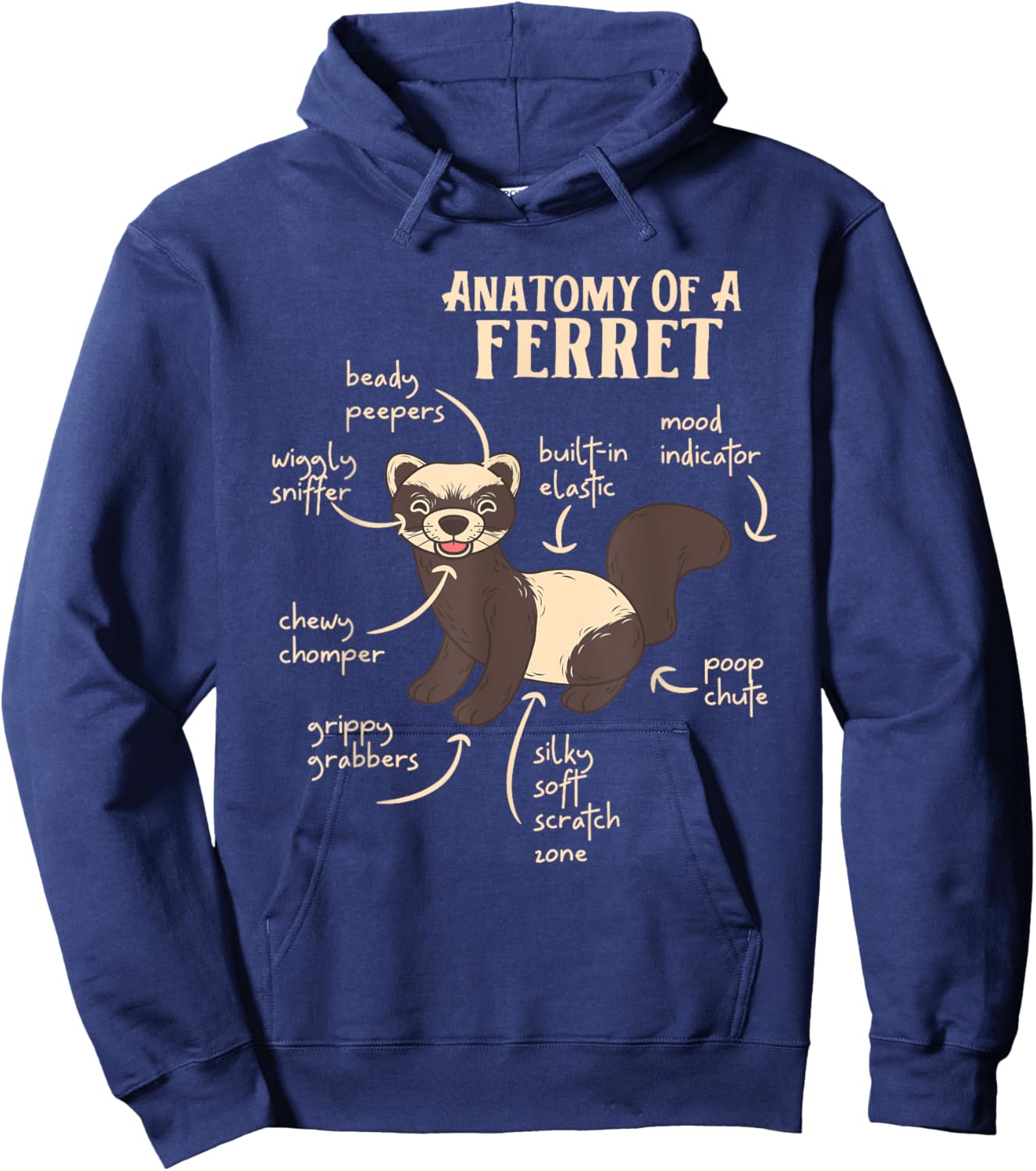Ferret Anatomy Funny Animal Lover Polecat Paw Pet Owner Gift Men Women Kids Hoodie - Hoodie | Navy