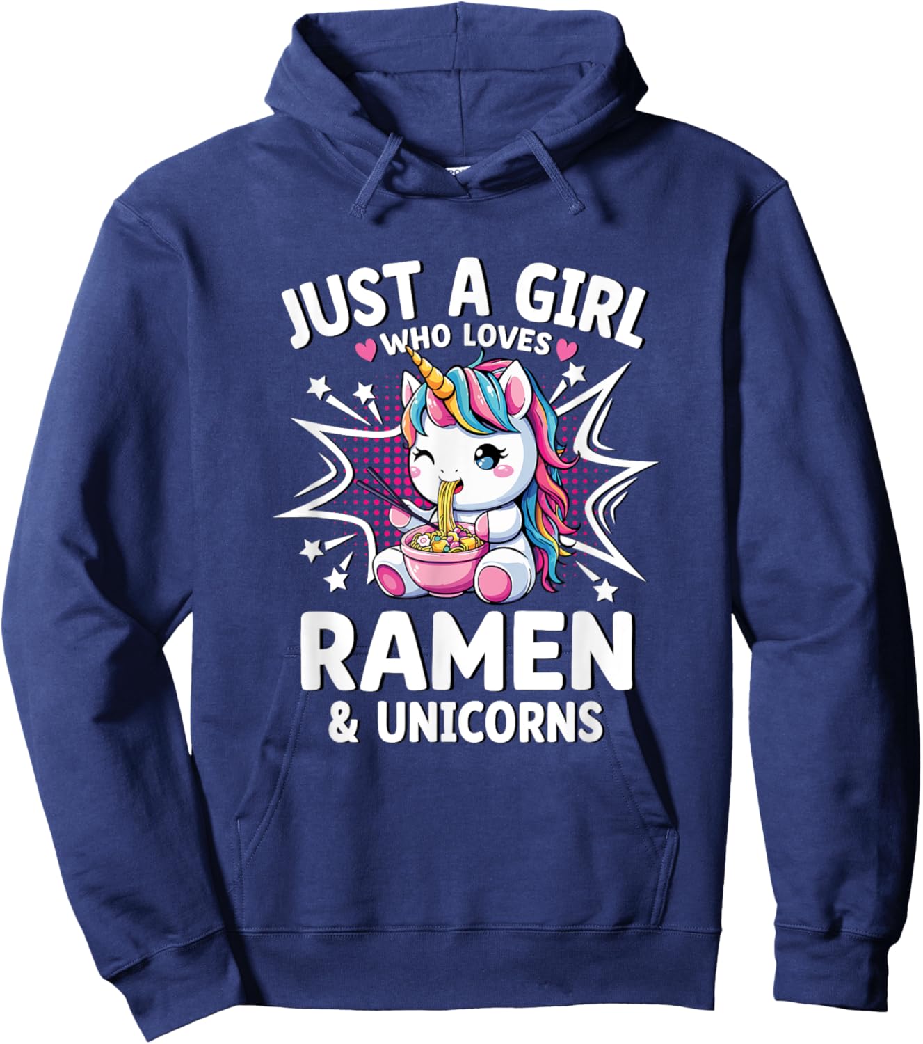 Just A Girl Who Loves Ramen & Unicorns Hoodie - Hoodie | Navy