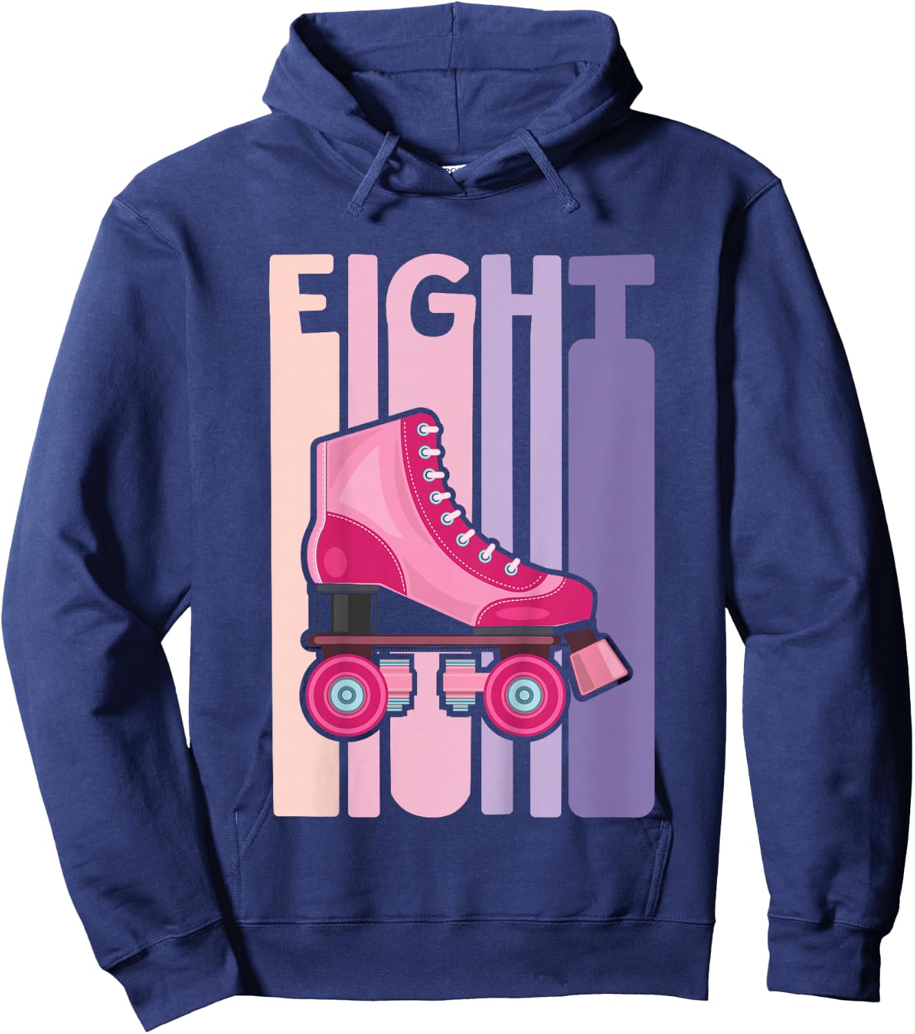 8 Year Old Cute Roller Skating Birthday Girl 8th B-day Hoodie - Hoodie | Navy