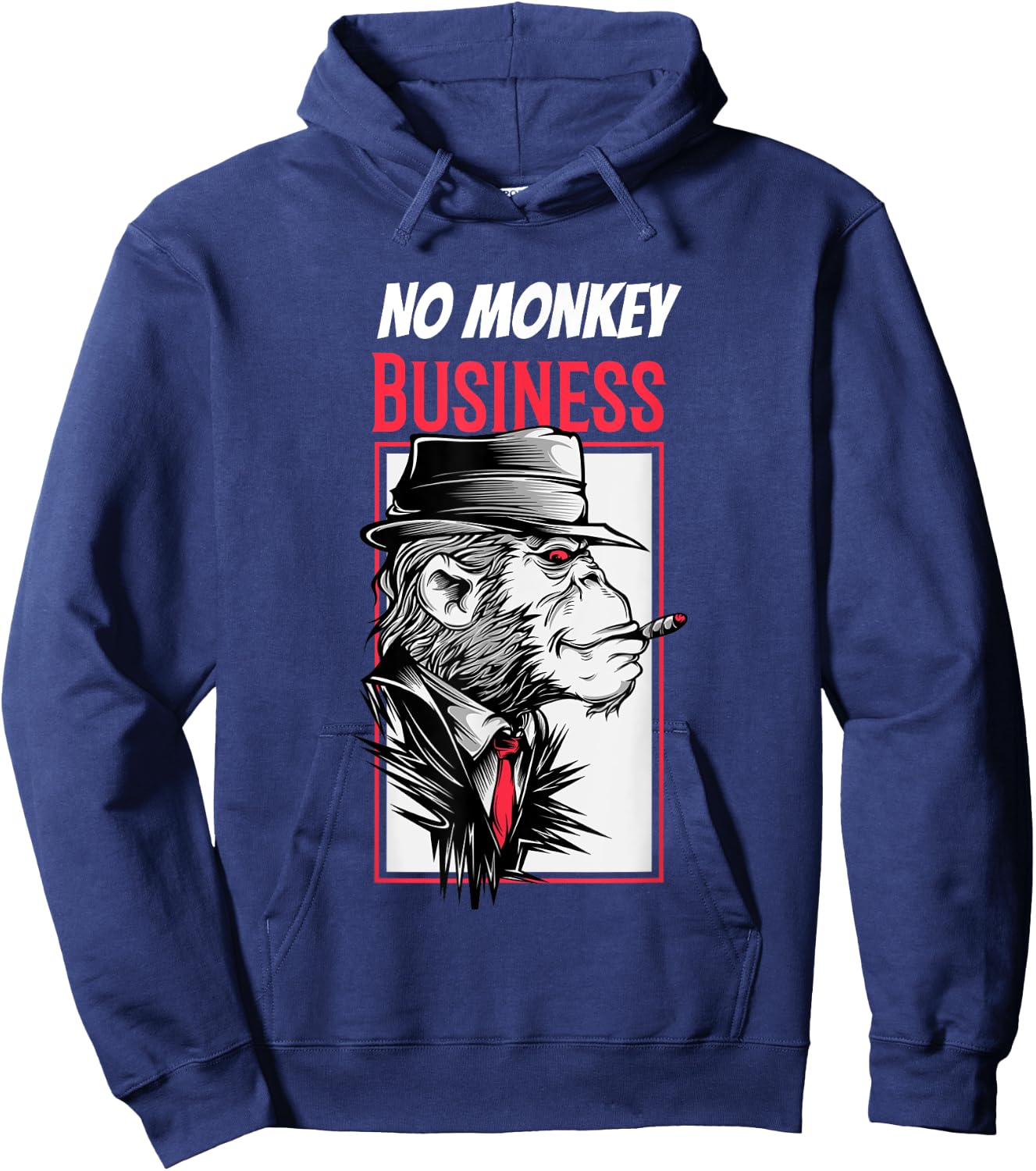 No Monkey Business Mafia Monkey Funny Sarcasm Gangster Hoodie - Hoodie | Navy