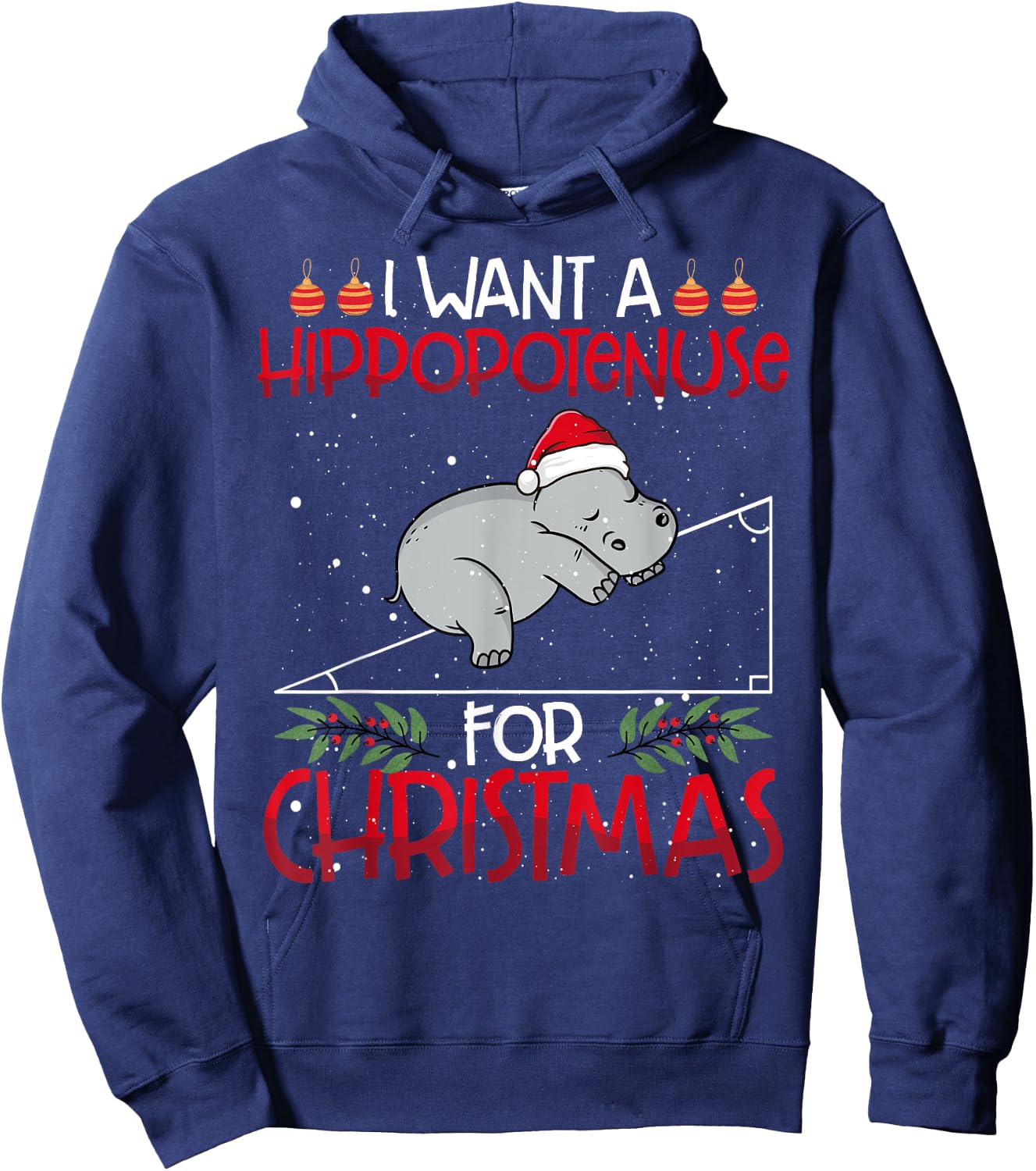 Christmas Math Teacher Funny Hypotenuse Math Hippotenuse Men Women Hoodie - Hoodie | Navy