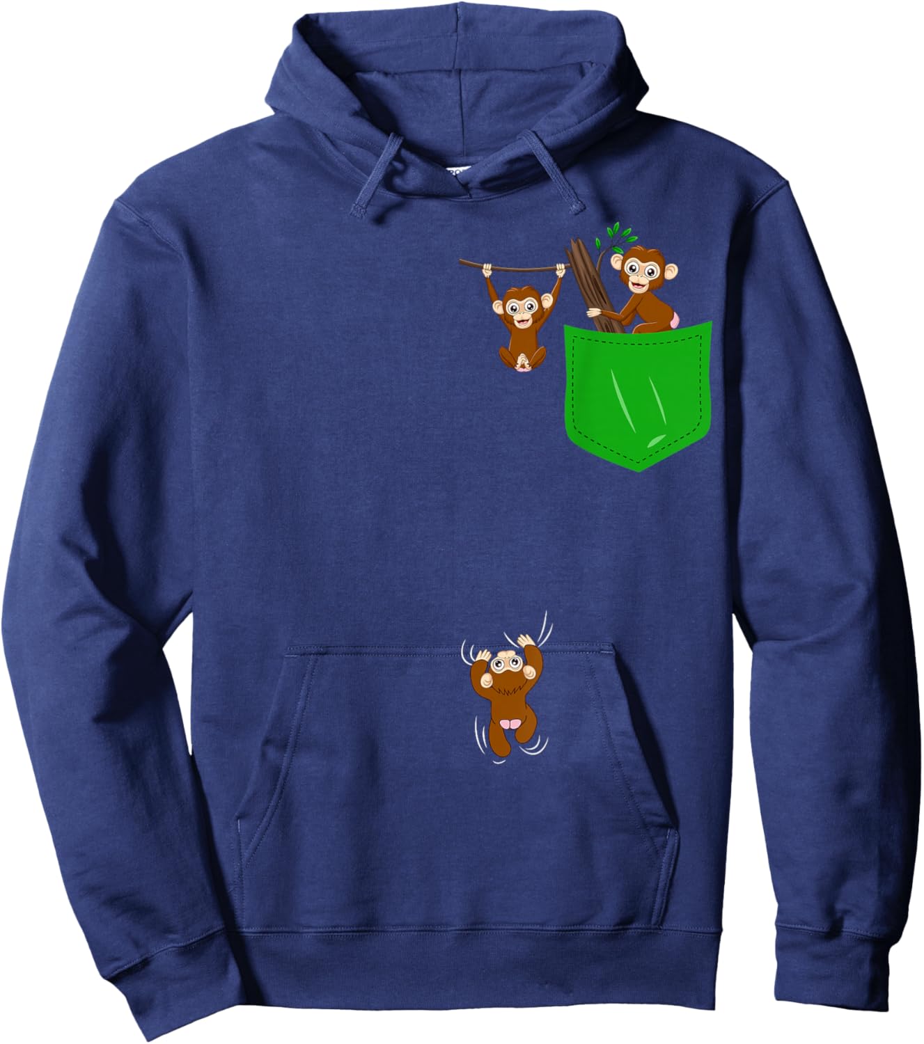 Monkey Lover Shirt Cute Monkey Pocket Shirt for Kids Monkey Hoodie - Hoodie | Navy