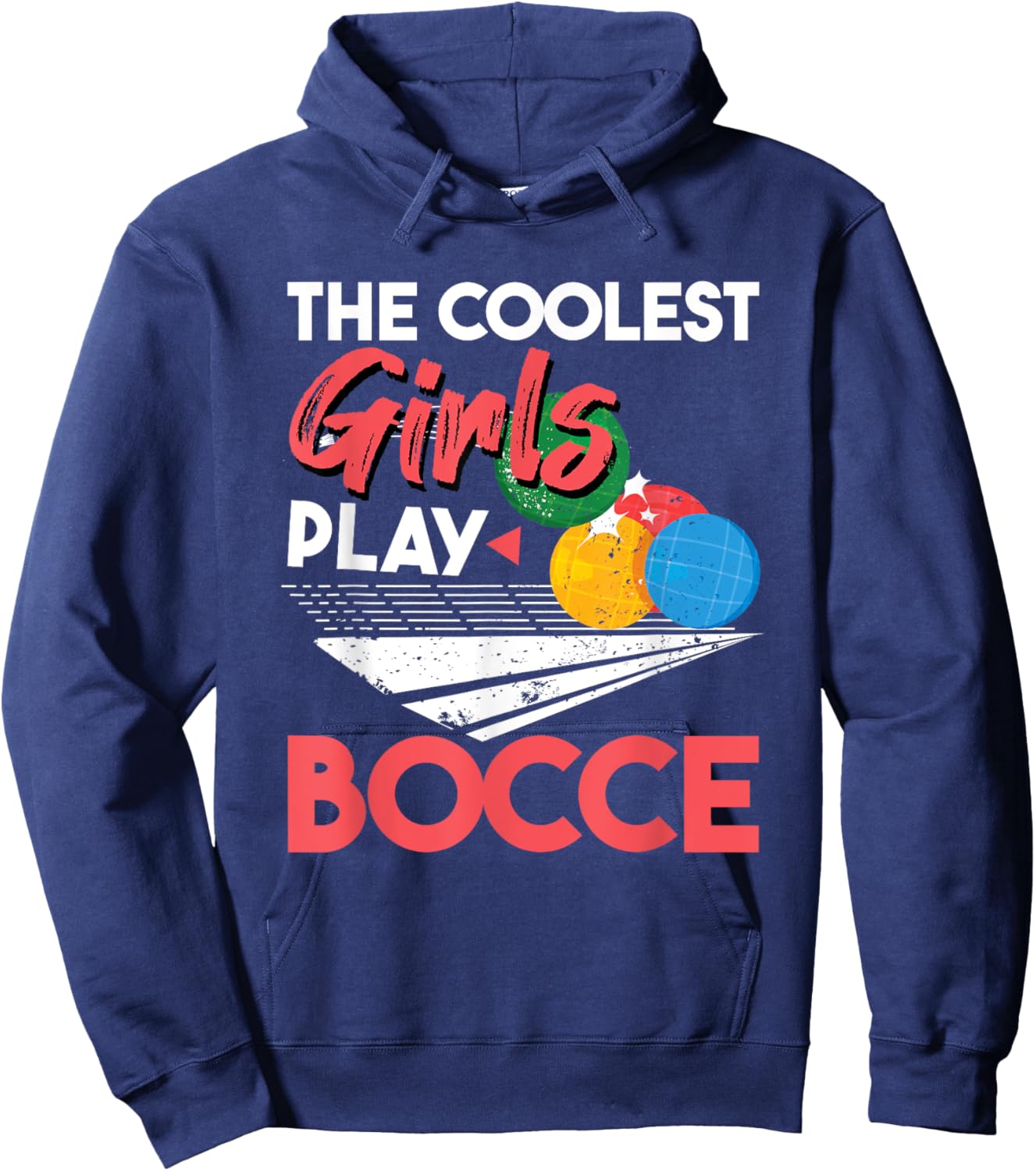Cool Girls Play Italian Bocce, Women Bocce Ball Player Hoodie - Hoodie | Navy