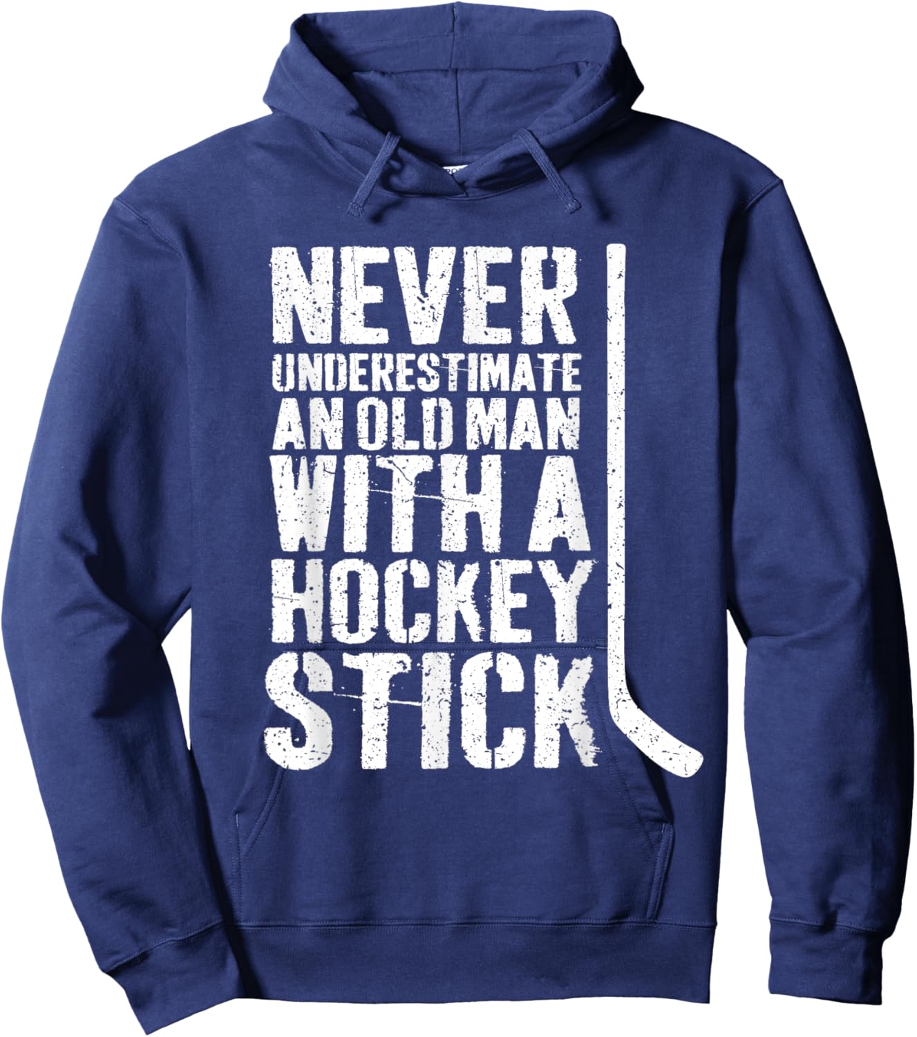 Funny Never Underestimate an Old Man With a Hockey Stick Hoodie - Hoodie | Navy