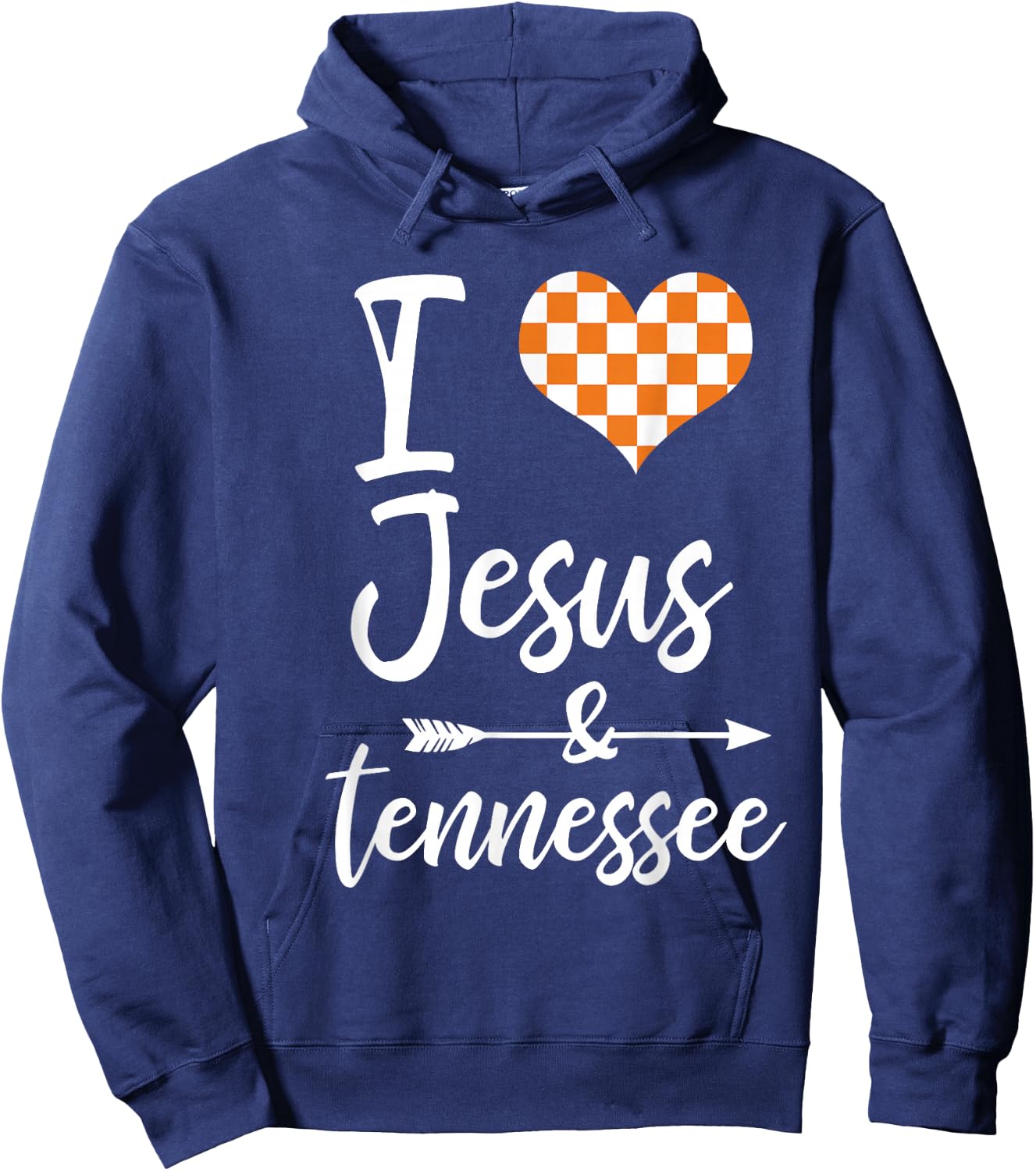 I Love Jesus and Tennessee Orange Heart Cute Fan Hoodie - Hoodie | Navy