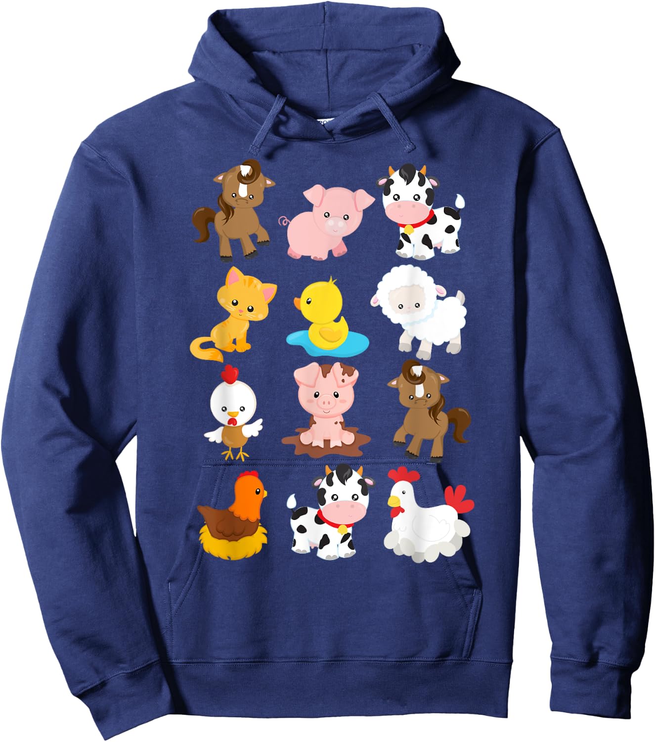 Boy's Girl's Farm Animals Short Sleeved for Toddlers Hoodie - Hoodie | Navy