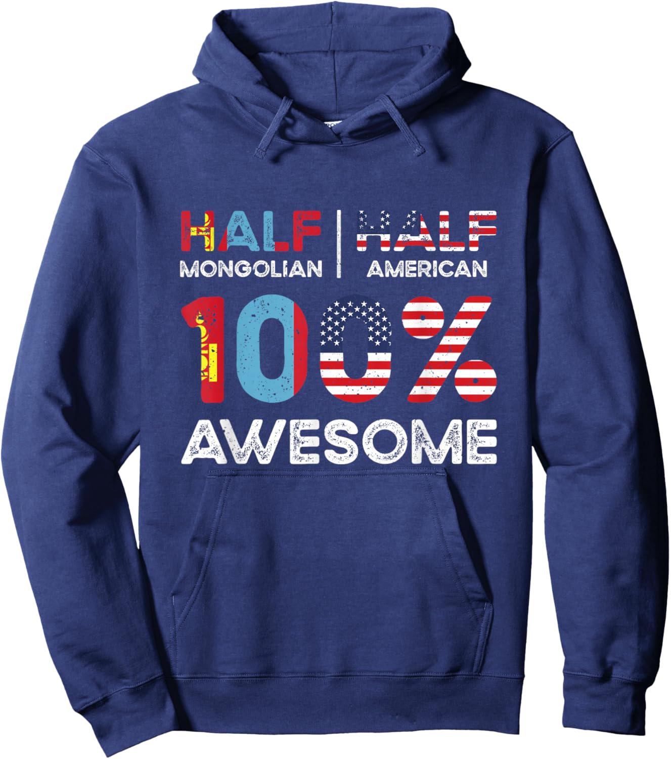 Mongolian American Patriot USA Grown Mongolia US Flag Hoodie - Hoodie | Navy