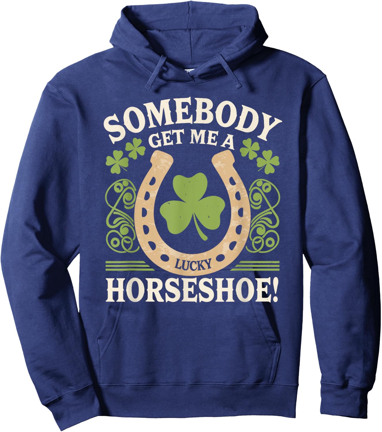 Horseshoe Irish Pride St. Patrick's Day Shenanigans Green Hoodie - Hoodie | Navy