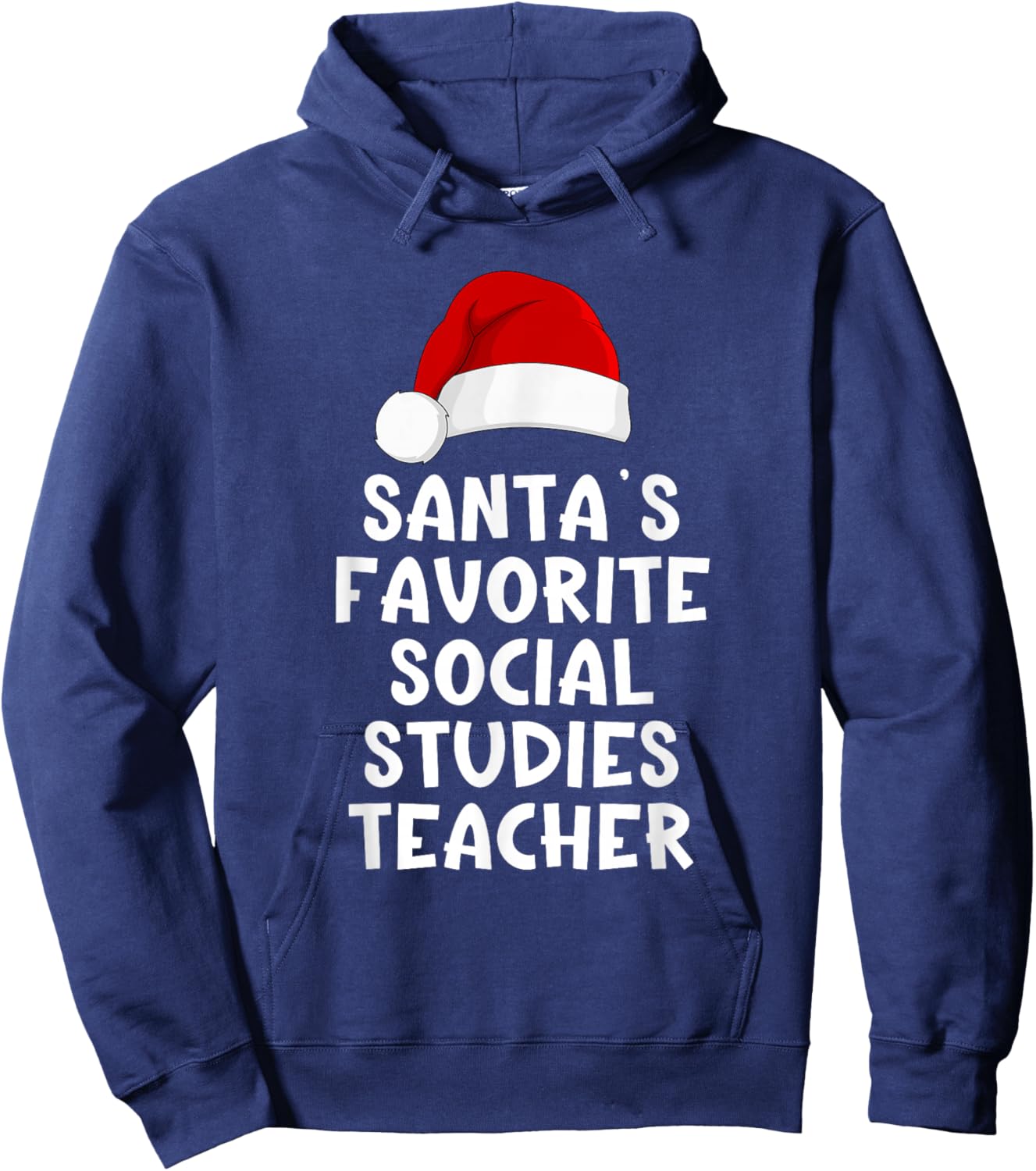 Christmas Santa's Favorite Social Studies Teacher Funny Xmas Hoodie - Hoodie | Navy