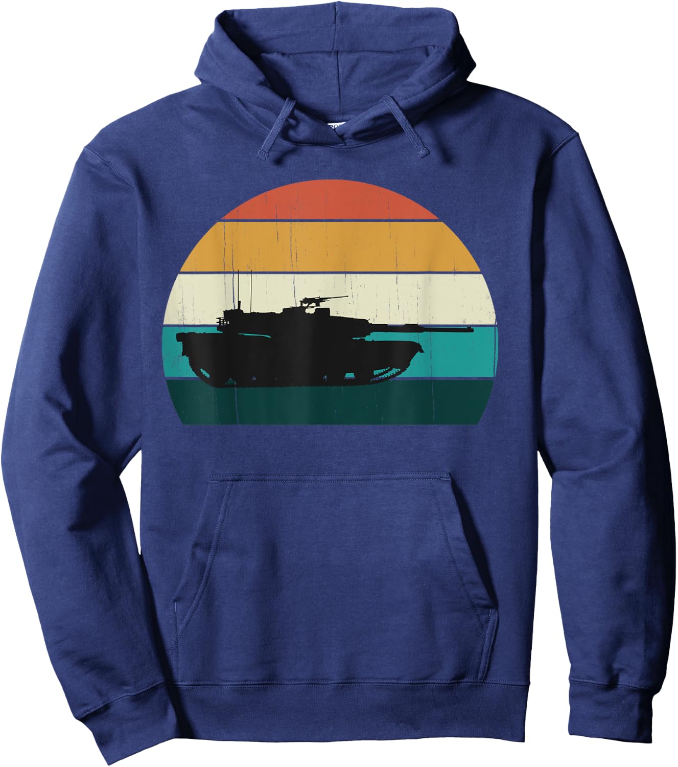 Vintage Abrams M1 - Retro Sunset American Main Battle Tank Hoodie - Hoodie | Navy