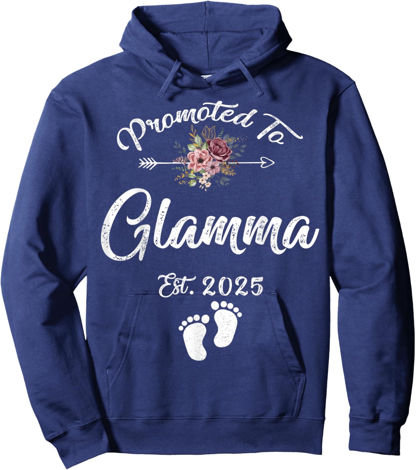 Promoted to Glamma Est 2025 Flower Hoodie - Hoodie | Navy
