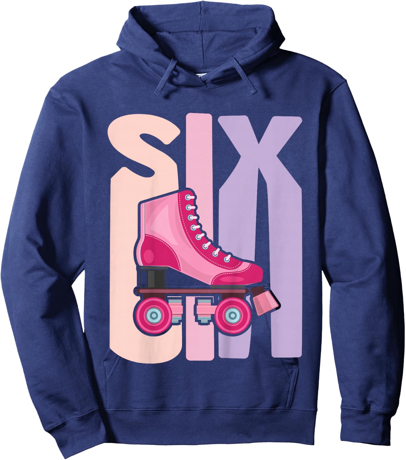 6 Year Old Cute Roller Skating Birthday Girl 6th B-day Hoodie - Hoodie | Navy