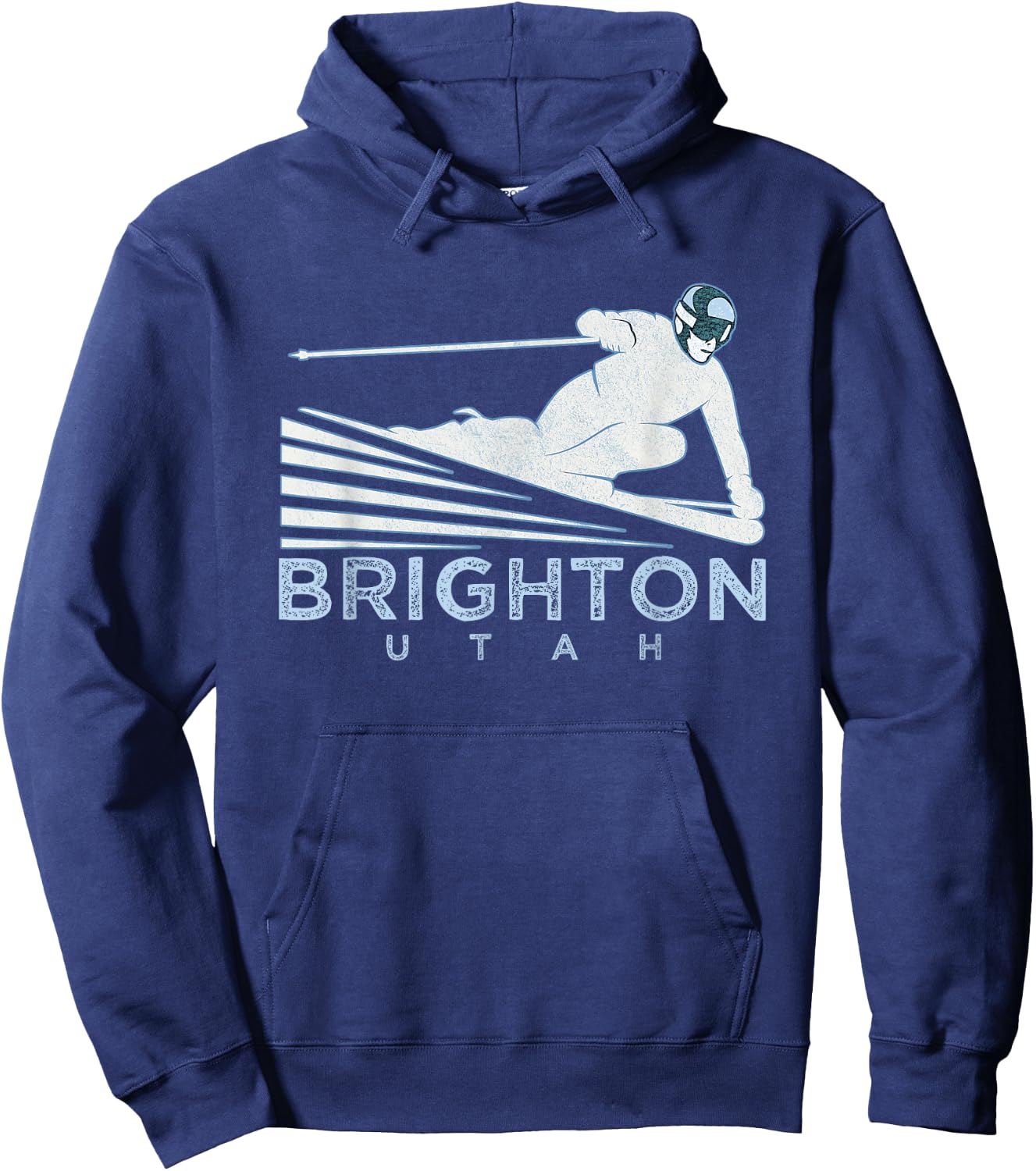Retro Ski Brighton, Utah Illustration - Vintage Snow Ski Hoodie - Hoodie | Navy