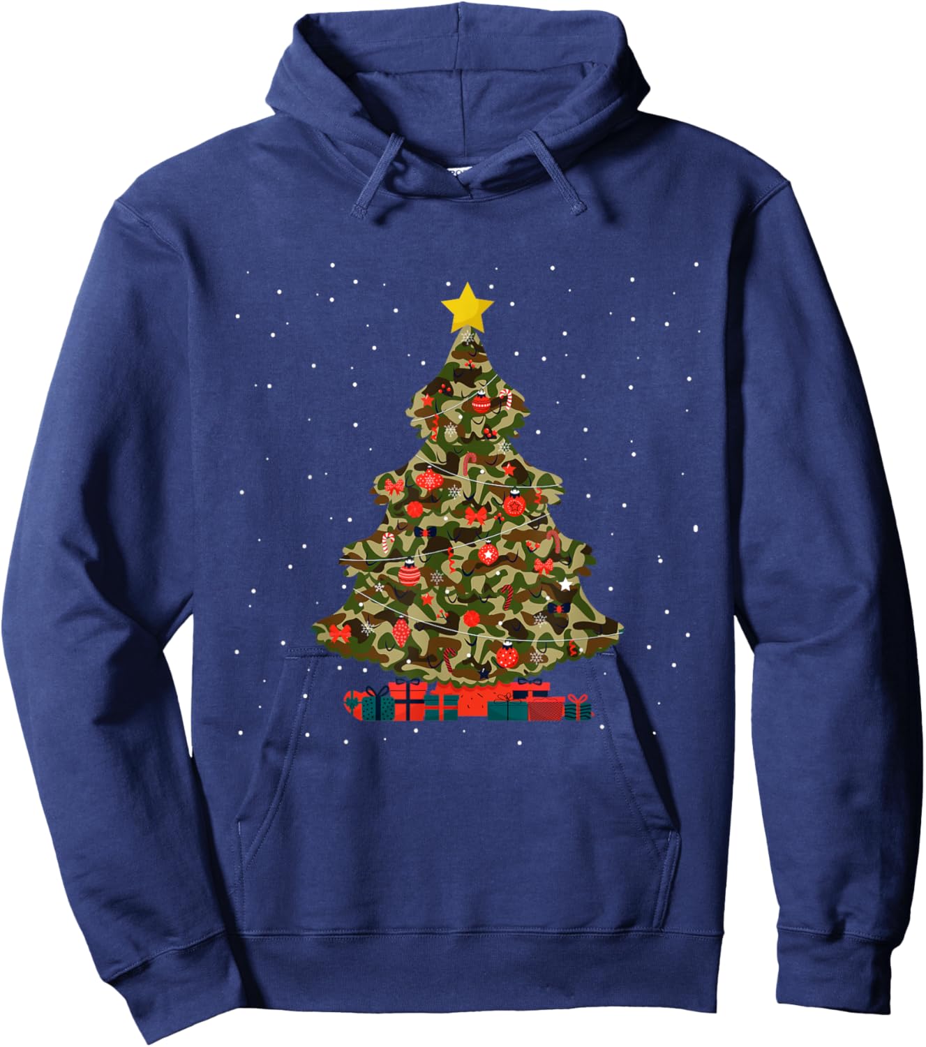 Camo Design Christmas Trees Camouflage Print Xmas Hoodie - Hoodie | Navy
