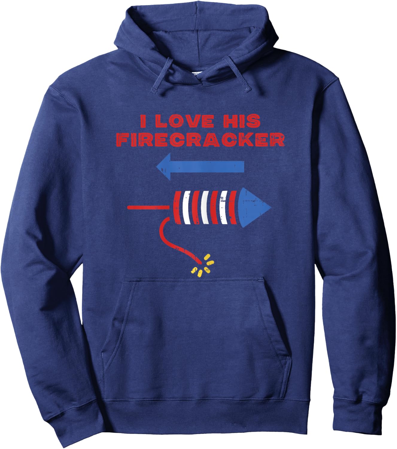 Love His Firecracker Matching Couple 4th of July Girlfriend Hoodie - Hoodie | Navy