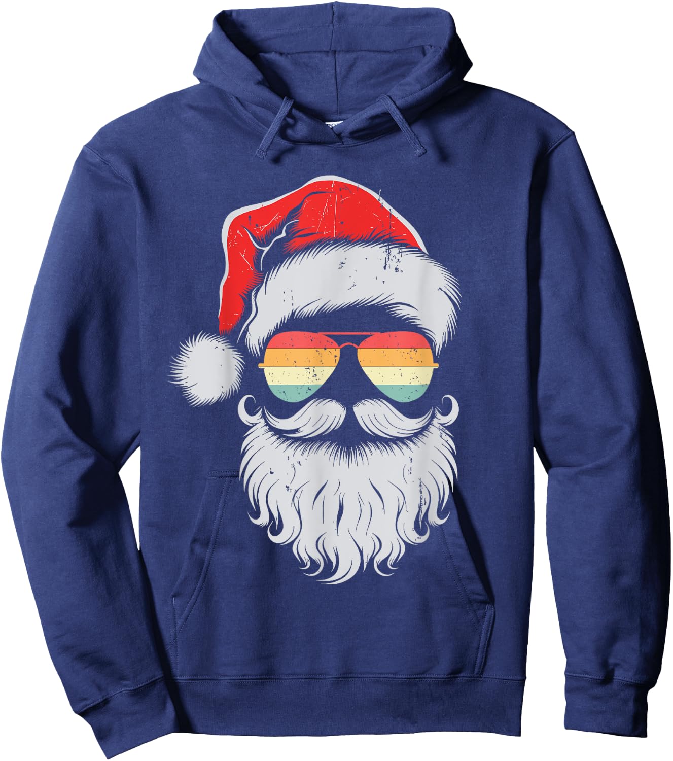 Cool Santa Face Sunglasses Christmas Xmas Men Boys Hoodie - Hoodie | Navy